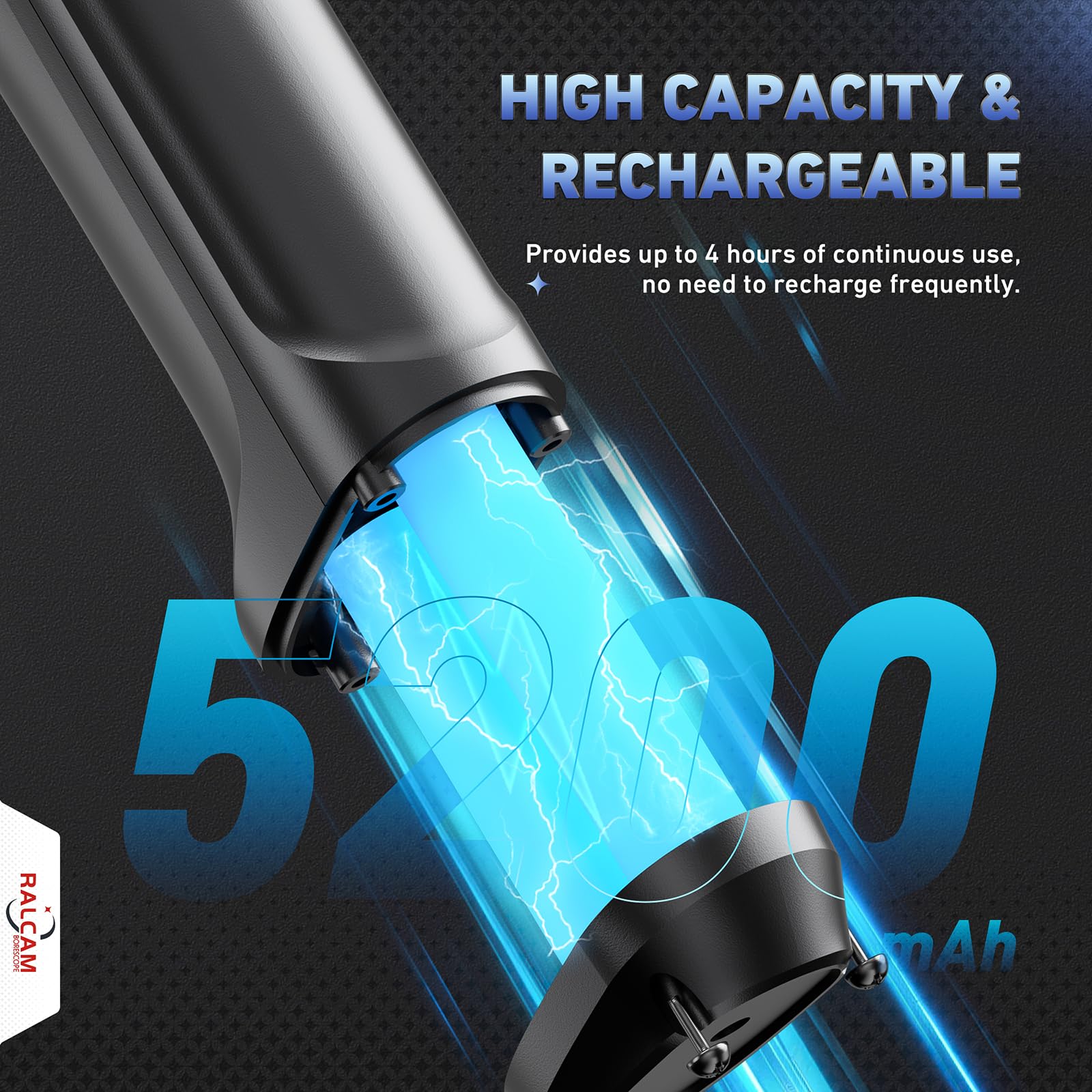 Ralcam 360° Articulating Borescope with 6.2mm Camera - 4-Way Joystick, 6 Adjustable LED Lights & 6.6FT Semi-Rigid Snake Tube for Automotive, HVAC, and Plumbing Inspections