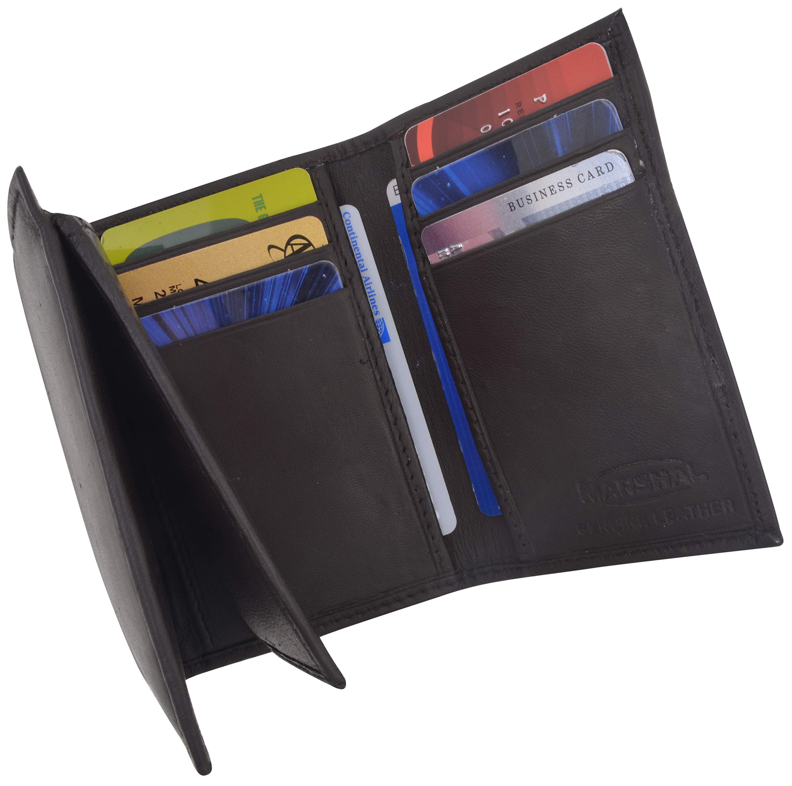 Premium Men's Brown Leather Wallet - Genuine Lambskin Trifold Design with Flip ID Window | Slim RFID Blocking Bifold Wallet for Everyday Carry & Travel
