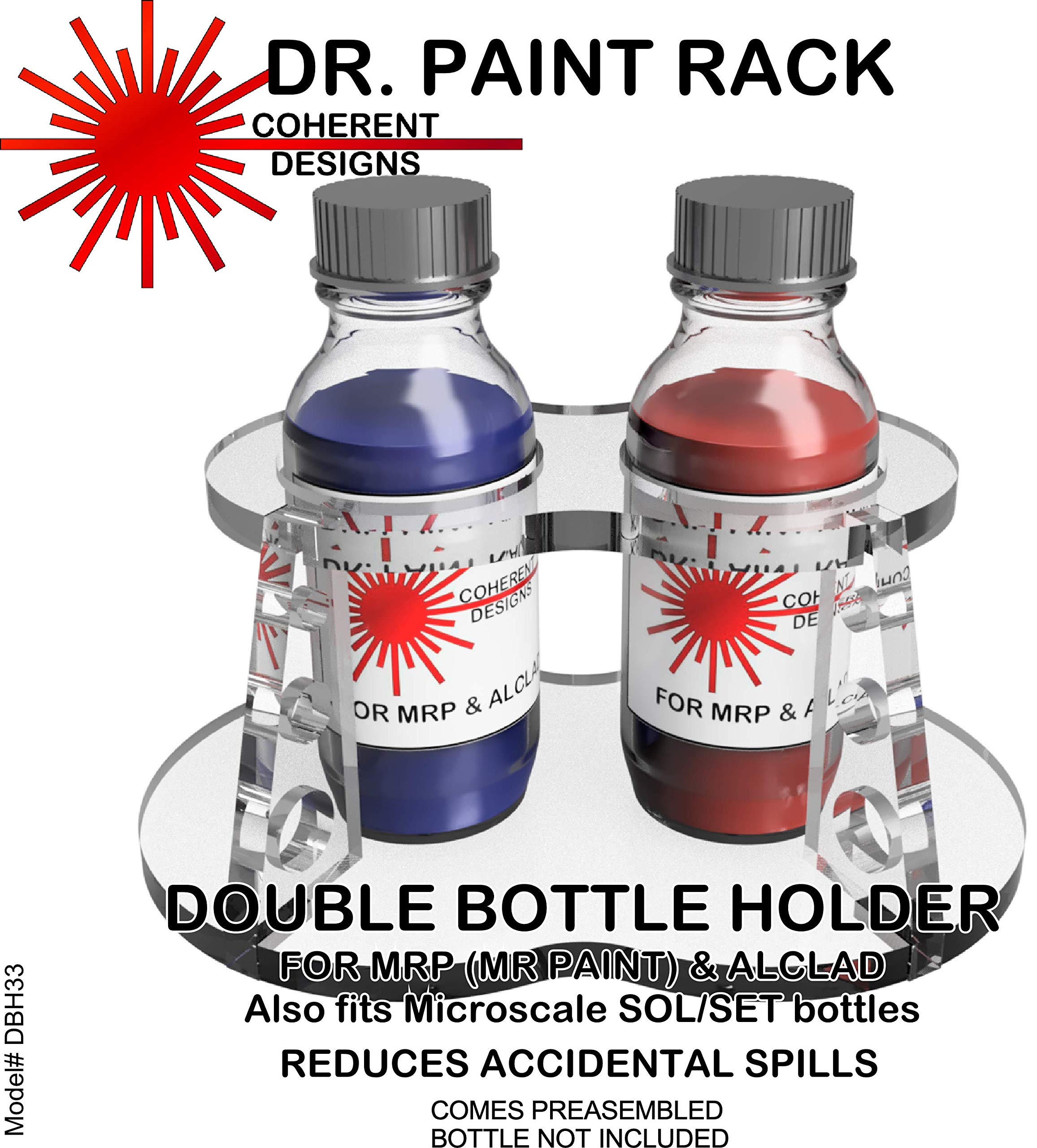Paint Rack Double Bottle Holder for Alclad & Mr Paint - Art Studio Organizer