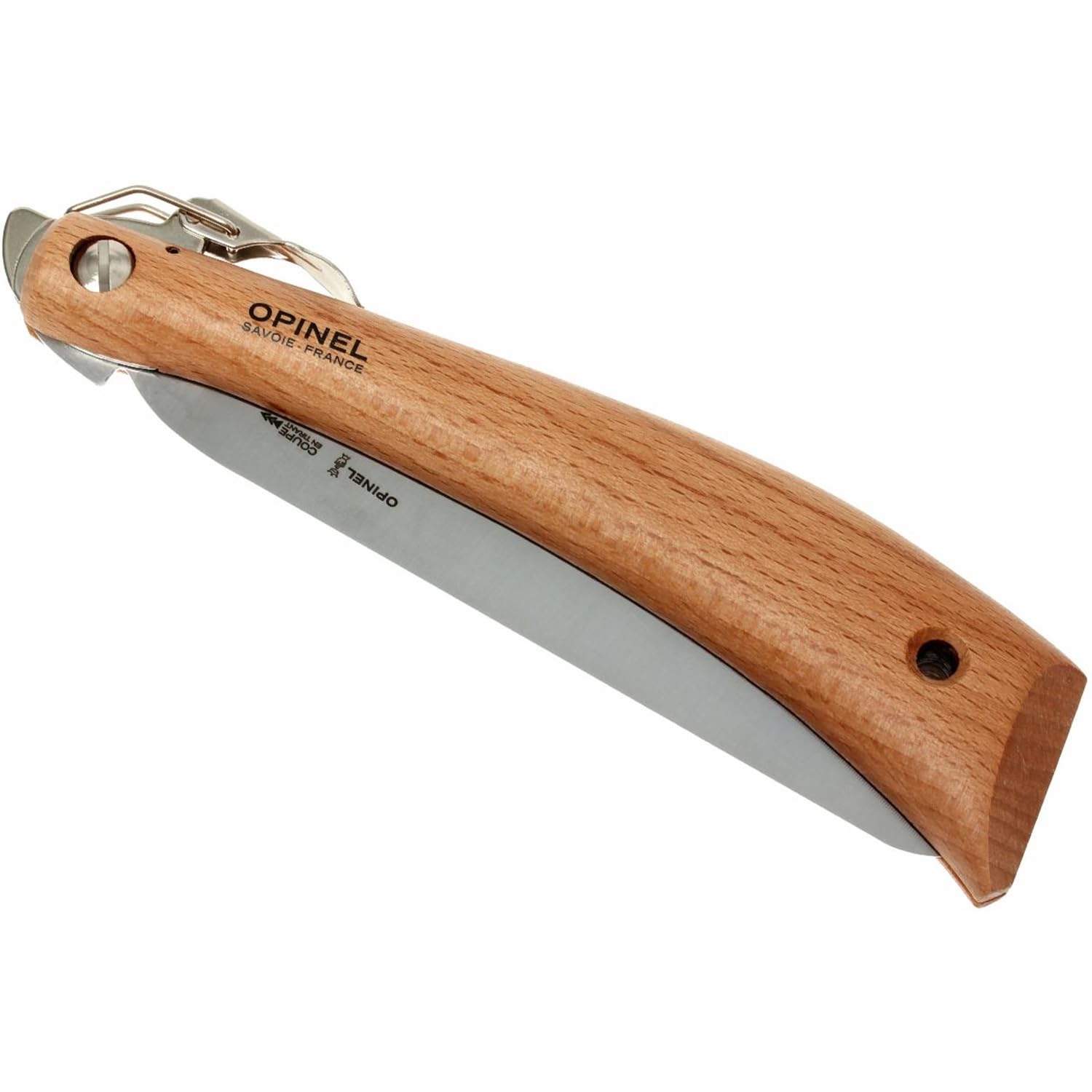 Opinel No.12 Folding Saw - Carbon Steel Pruning Saw with Beechwood Handle for Gardening, Camping & Outdoor Activities | Compact Folding Design for Tree Trimming, Bushcraft & Woodworking