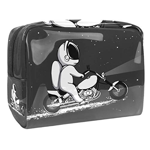 Waterproof Astronaut Motorcycle Cosmetic Bag for Women - Travel Makeup Organizer with Zipper | Perfect for Gym, Camping & Airplane Toiletry Storage