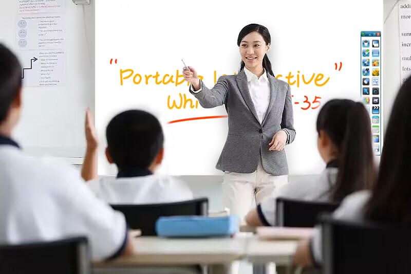 Portable Interactive Whiteboard for Teaching & Meetings - Windows Compatible Smart Whiteboard for Classroom, Office & Remote Learning | Ideal for Teachers, Presenters & Online Education