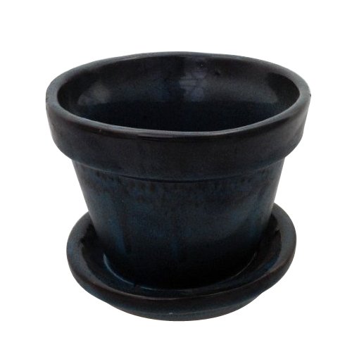 6-3/4 Inch Blue Standard Flower Pot with Attached Saucer - Perfect for Indoor Plants, Succulents & Home Decor