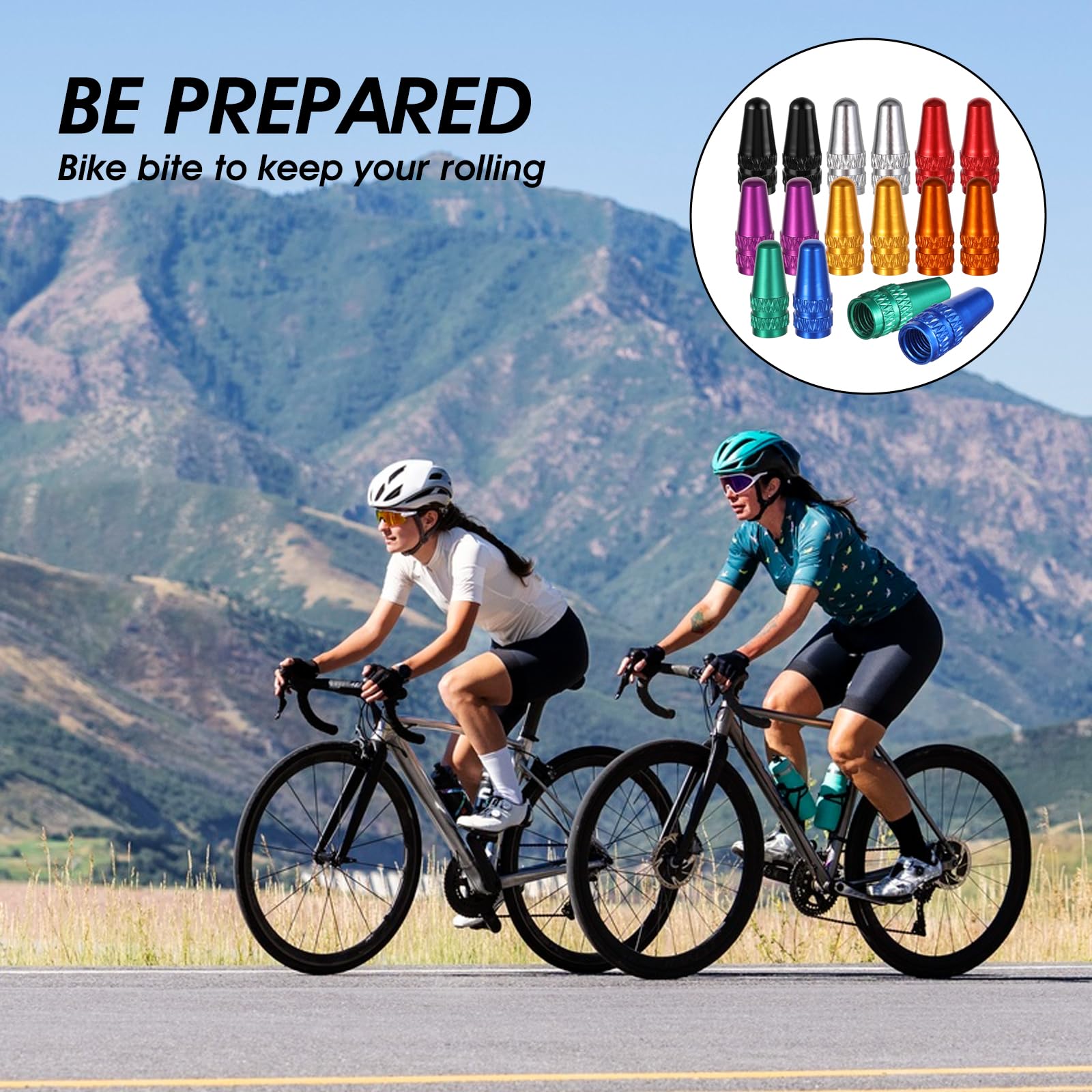 16Pcs Presta Valve Caps - 8 Colors Aluminum Bicycle Valve Stem Caps for MTB & Road Bikes | Durable Alloy Bike Tire Caps for Presta/French Valves | Rocket Style Design - Perfect for Cycling Enthusiasts & Bike Maintenance