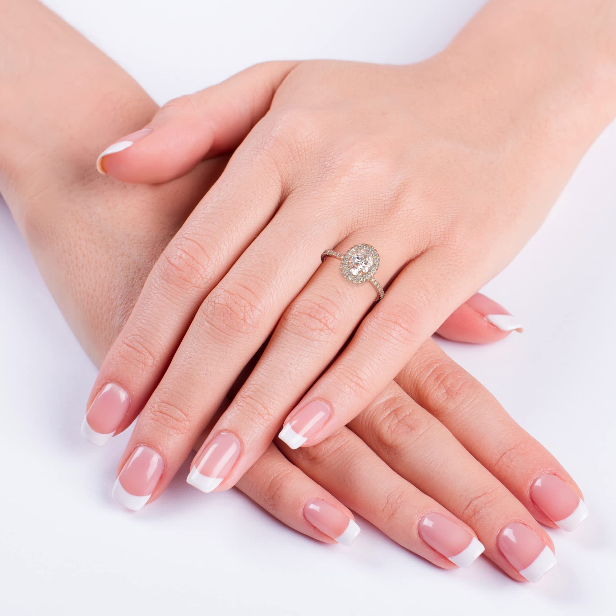18K-14K Rose Gold Oval Diamond Halo Engagement Ring for Women - Lab Created Diamond, Unique Promise & Wedding Ring | Perfect for Proposals, Anniversaries & Special Occasions