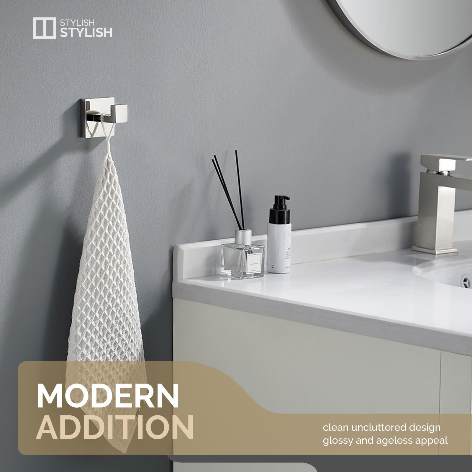Stainless Steel Bathroom Towel Hook - SUS 304 Shower Robe Hanger, Wall Mounted Coat Hook with Polished Chrome Finish - Perfect for Bathroom, Kitchen, Bedroom & Entryway Organization