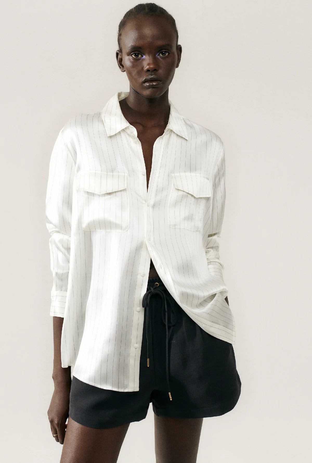 Stylish White Pinstripe Boyfriend Shirt for Women | Trendy Oversized Casual Blouse | Perfect for Office, Date Night & Everyday Wear