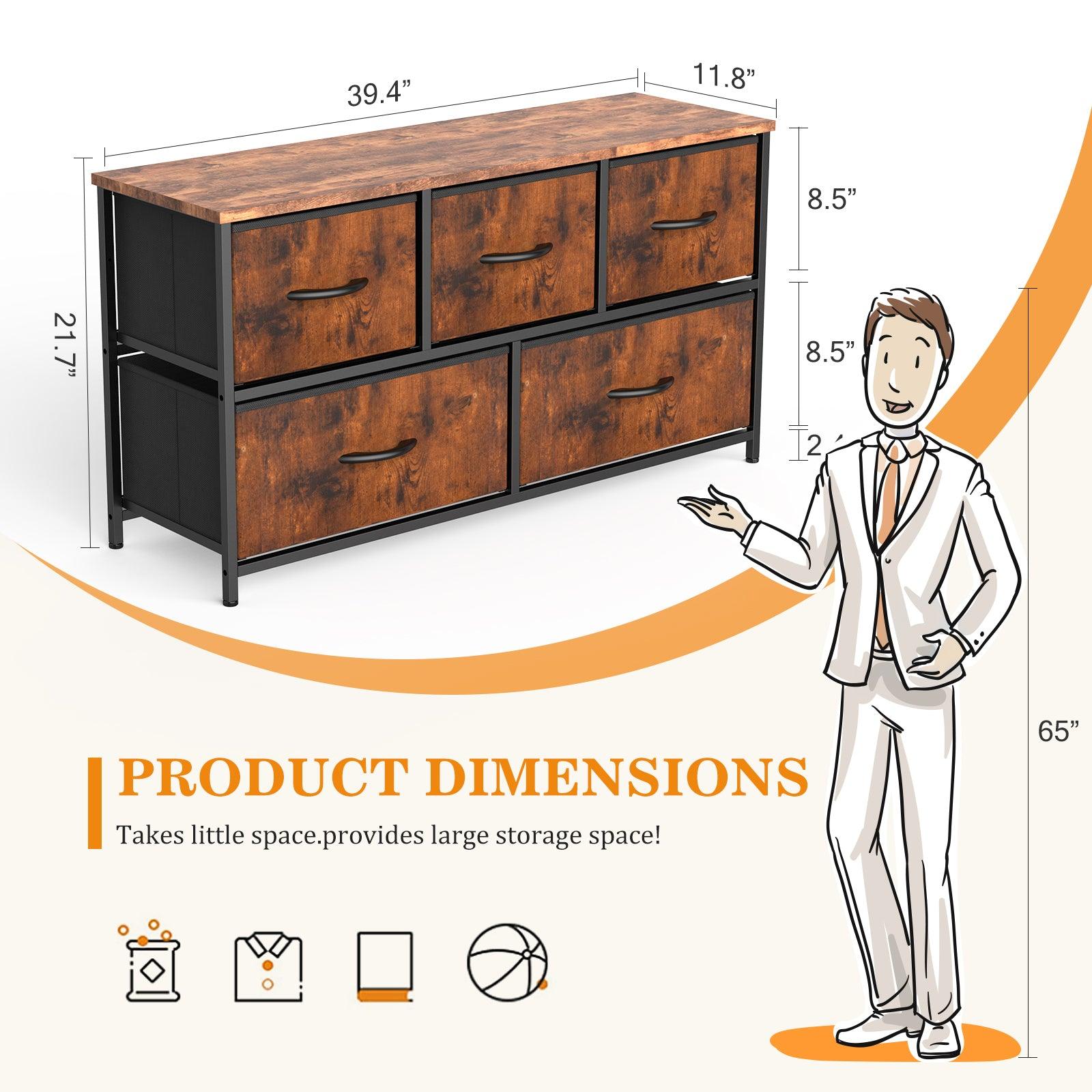 5-Drawer Fabric Storage Dresser for Bedroom - Organizer Tower with Fabric Bins | Perfect for Clothes, Toys & Home Organization