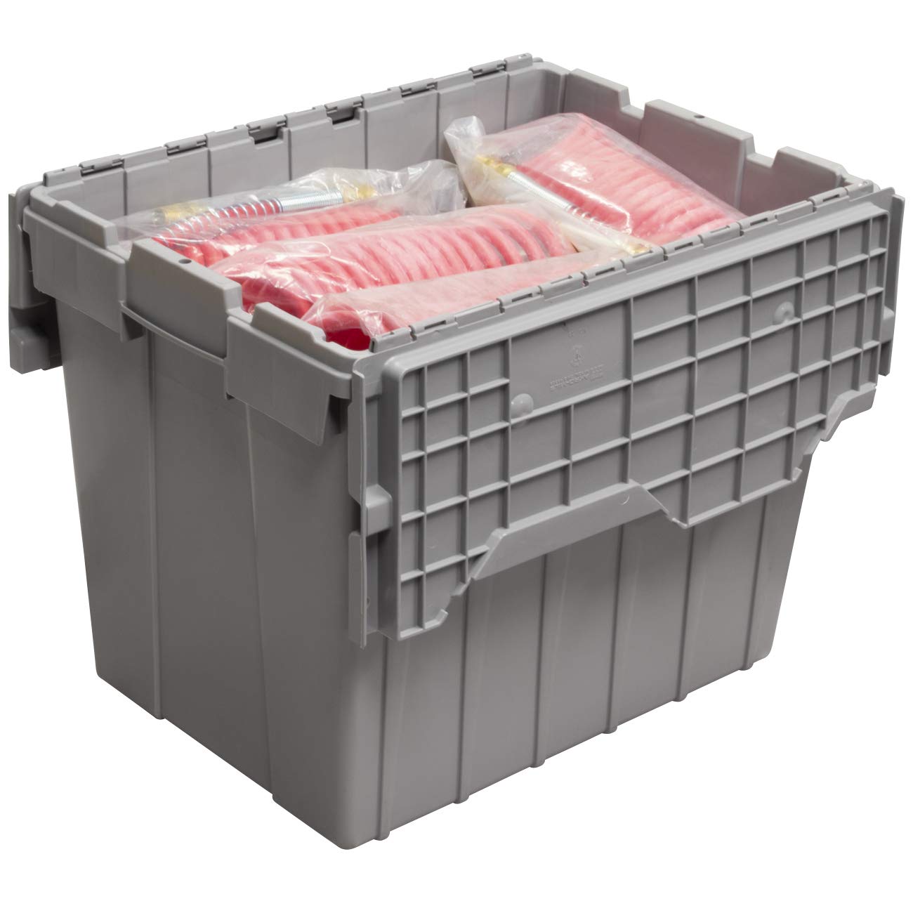 Akro-Mils 39170 Heavy-Duty Plastic Storage Tote with Hinged Lid - 21x15x17 Inches, Blue (3-Pack) - Ideal for Garage, Warehouse & Industrial Organization