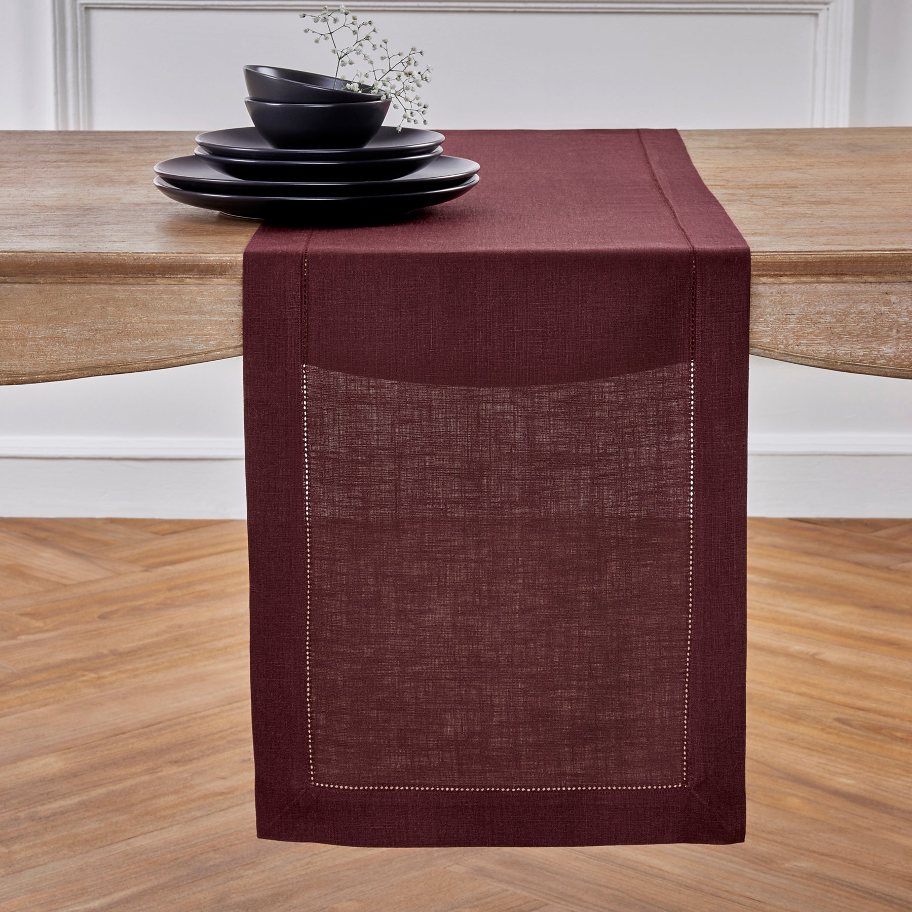 Elegant Classic Hemstitch Table Runner - 12x72 Inch White Linen Table Decor for Dining Room, Wedding & Holiday Parties - Perfect for Farmhouse, Rustic & Boho Home Decor