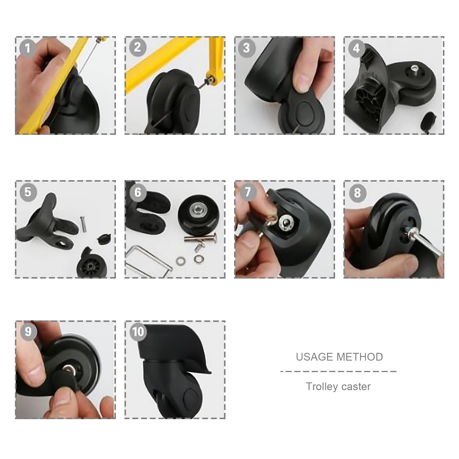 Micro Trader 2-Pair Luggage Suitcase Wheels Replacement Kit - 40mm OD - Durable Travel Luggage Repair Parts for Smooth Rolling - Perfect for Broken Suitcase Wheels Repair at Home or On The Go