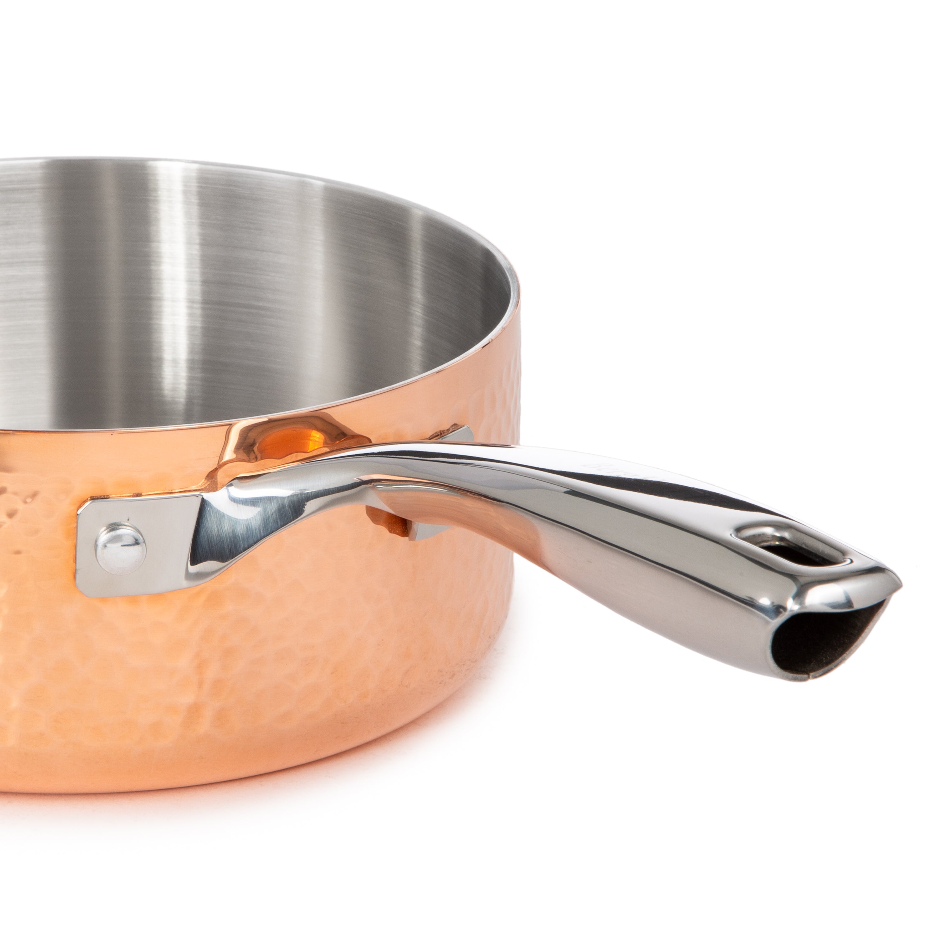 BergHOFF Vintage Tri-Ply Copper 7-Piece Cookware Set with 2qt Saucepan & Lid - Hammered Finish for Professional Cooking & Home Kitchen Use