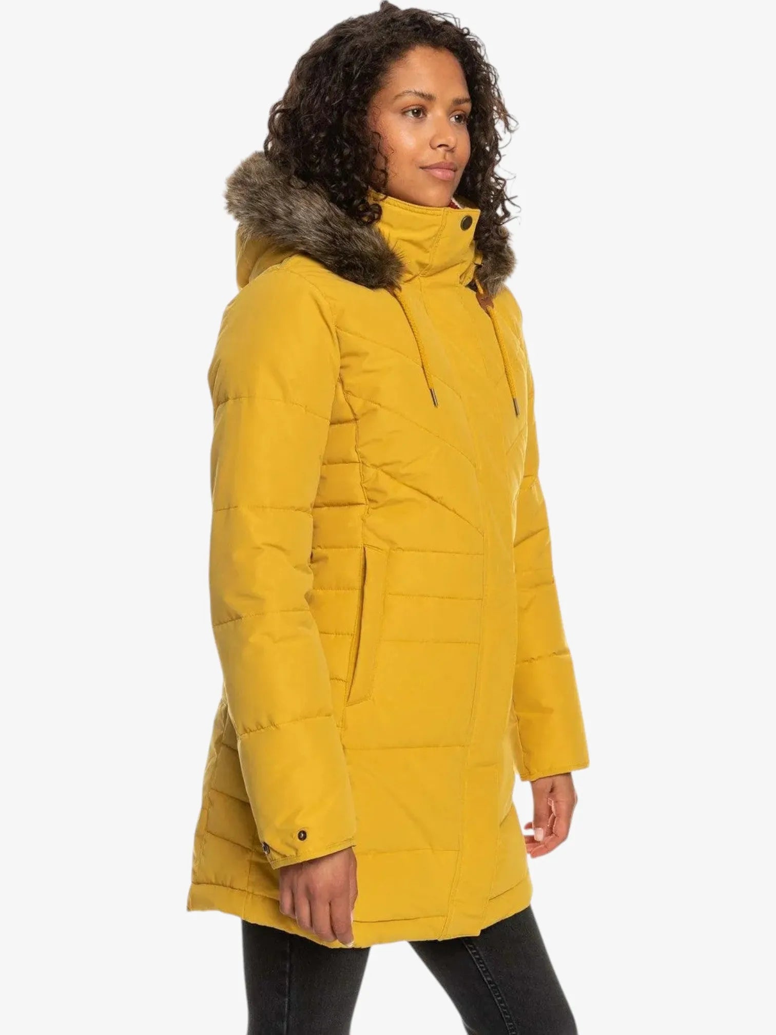 Roxy Ellie Yellow Puffer Jacket - Women's Winter Coat for Outdoor Activities & Casual Wear