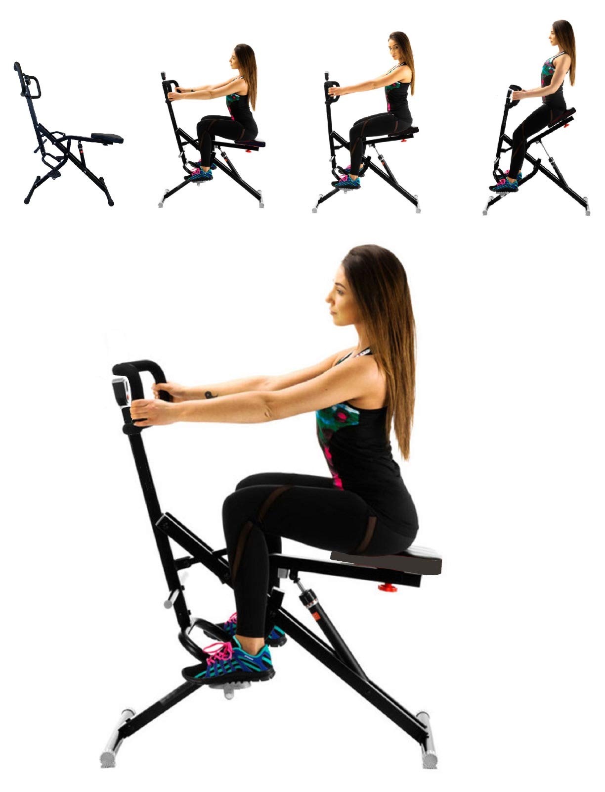 Power Rider Ab Core Squat Glute Exercise Machine - Home Gym Equipment for Abdominal Crunch, Cardio & Full Body Workout with LCD Monitor - Perfect for Home Fitness, Toning & Weight Loss