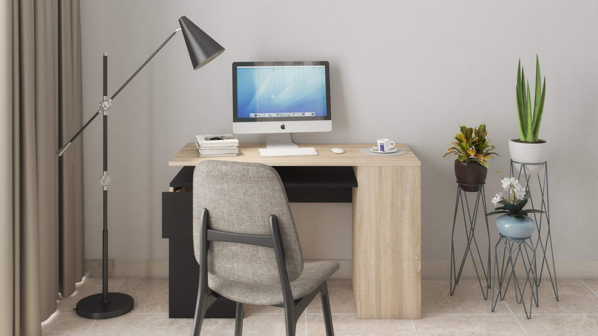 Modern Black Computer Corner Desk for Home Office - Ergonomic Writing Workstation for Small Spaces, Gaming & Study