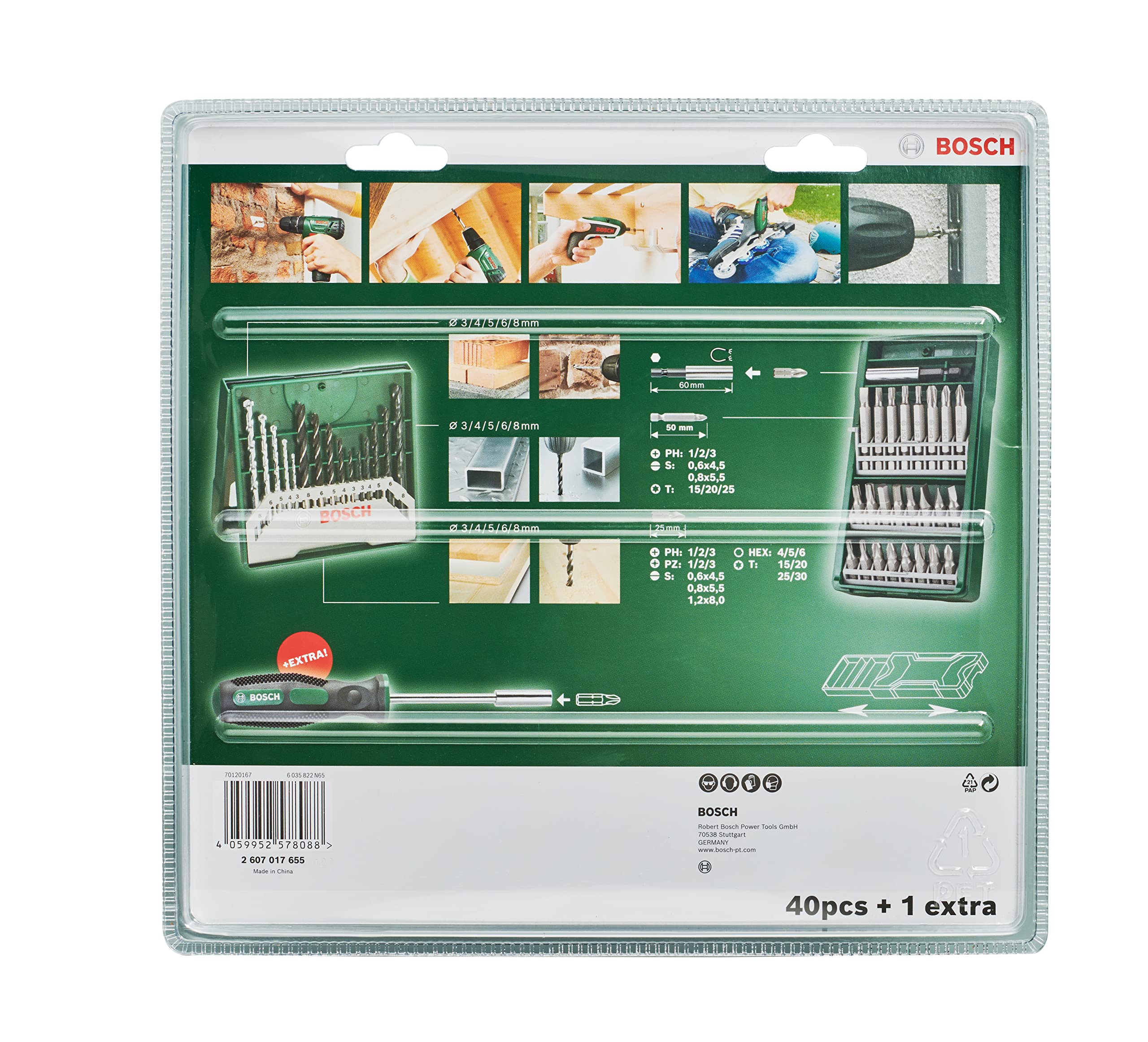 Bosch Accessories Mini X-Lin 2607017655 41-Piece Bit Set with Bit Holder Screwdriver for Precision DIY and Home Repair