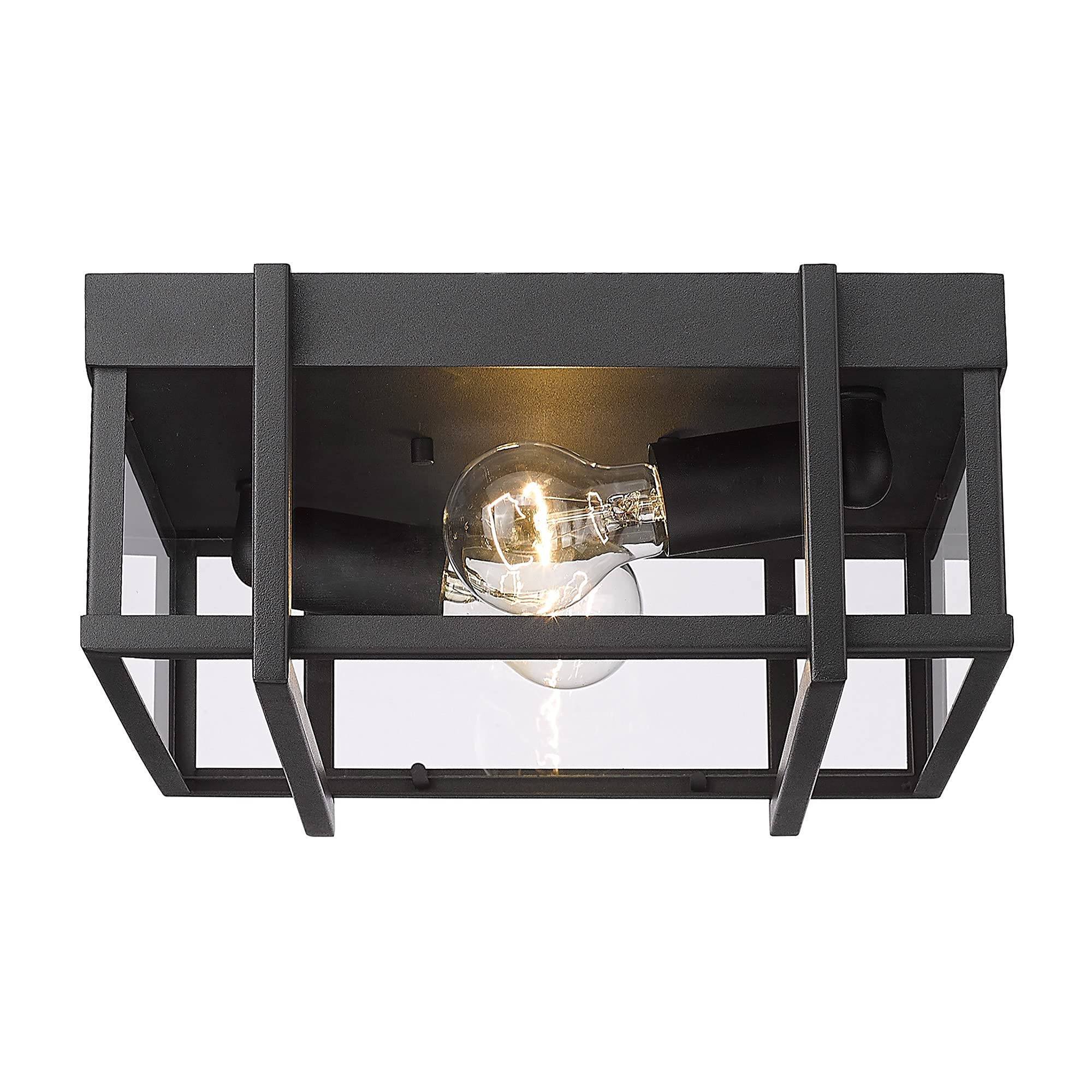 Tribeca Flush Mount Outdoor Light Fixture - UV Resistant Natural Black Finish with Clear Glass for Patio, Garden, and Porch Lighting