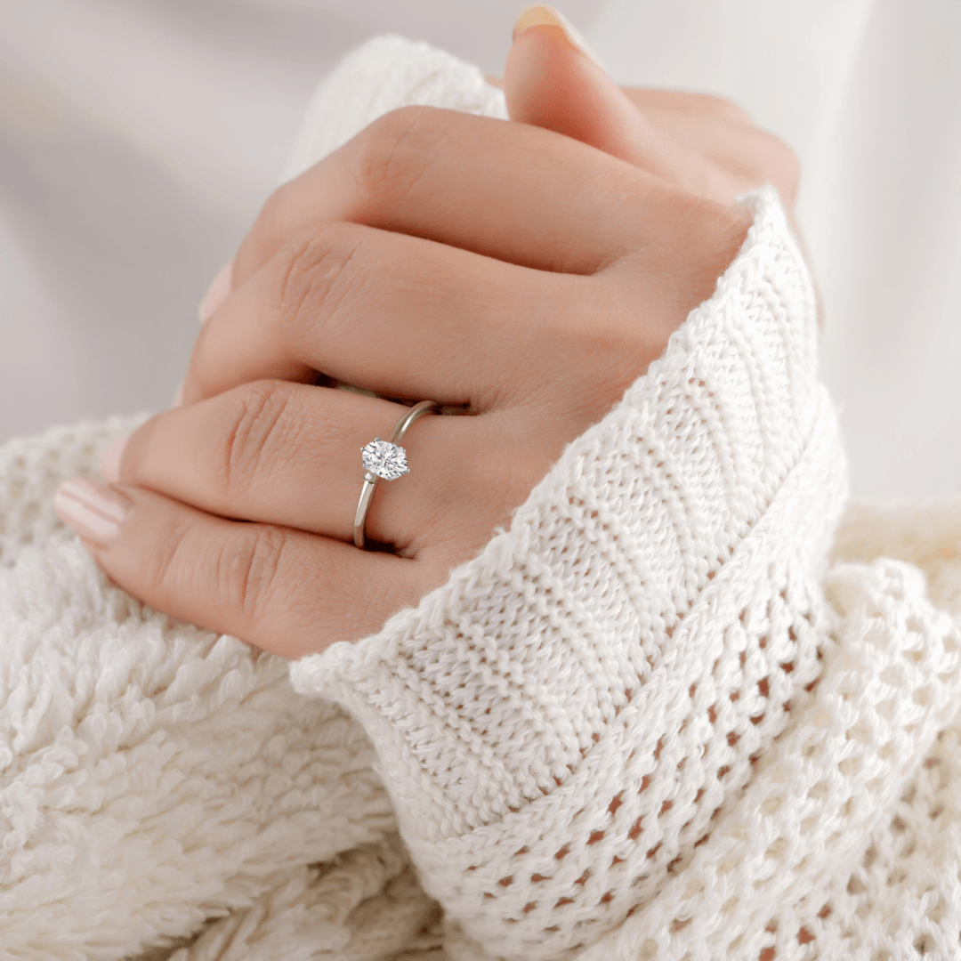 1.5 Carat Moissanite Solitaire Ring - D Color VVS1 Clarity - 14K White Gold Engagement Ring for Women - Perfect Proposal, Wedding, Anniversary Gift