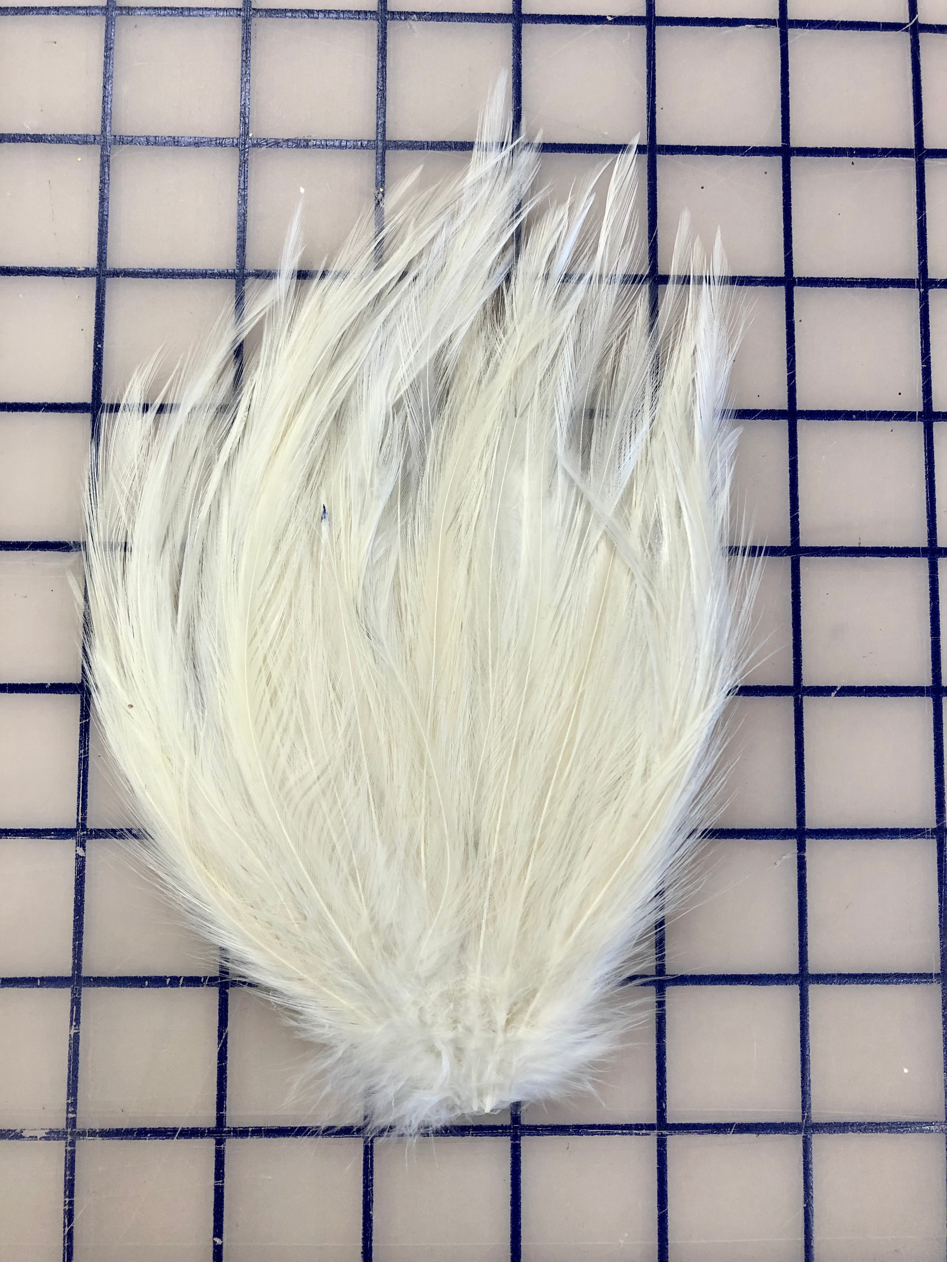 Natural White Feather Trim Hackle Pads - Premium Quality for Fly Tying, Costumes & DIY Crafts | Perfect for Fishing Lures, Fashion Accessories & Home Decor