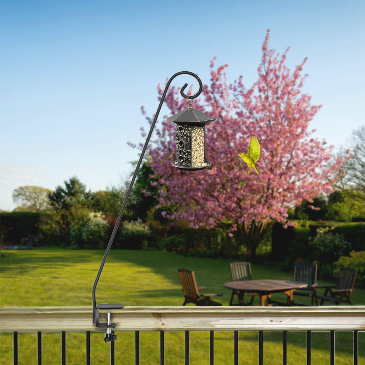 **Ashman Heavy Duty Double Forged Solid Metal Deck Hook - Strong Single Piece Rod for Hanging Bird Feeders, Plant Hangers, Lanterns, Wind Chimes & Outdoor Decor - Perfect for Patio, Garden & Backyard**