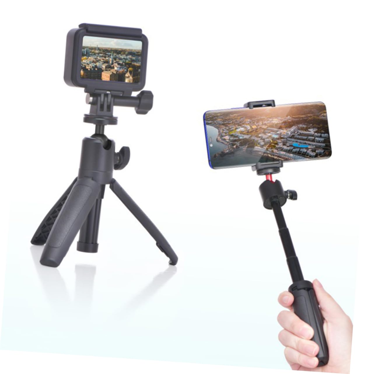 Jojofuny 3-Pack PTZ Outdoor Aluminum Alloy Extendable Sports Camera Desktop Monopods - Adjustable Phone Tripod Holder & Bracket for Cell Phone, PC, Mini Camera - Perfect for Vlogging, Live Streaming & Outdoor Photography