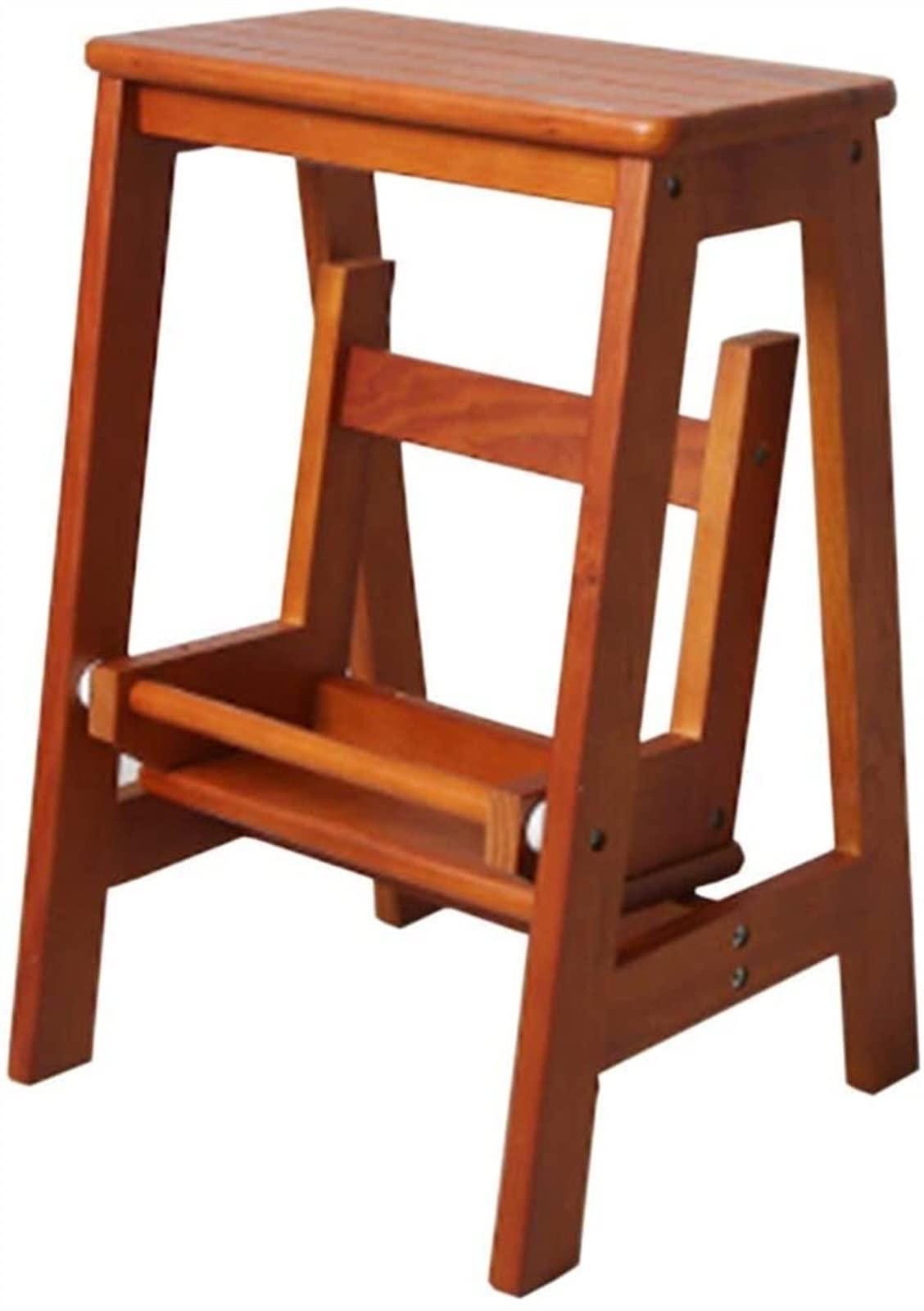 2-Step Wooden Ladder with Anti-Slip Surface, Multi-Functional Step Stool for Home, Library, Bedroom & Living Room - Foldable, Space-Saving Design for Easy Storage | Perfect as a Step Stool, Bookshelf Helper or Decorative Accent