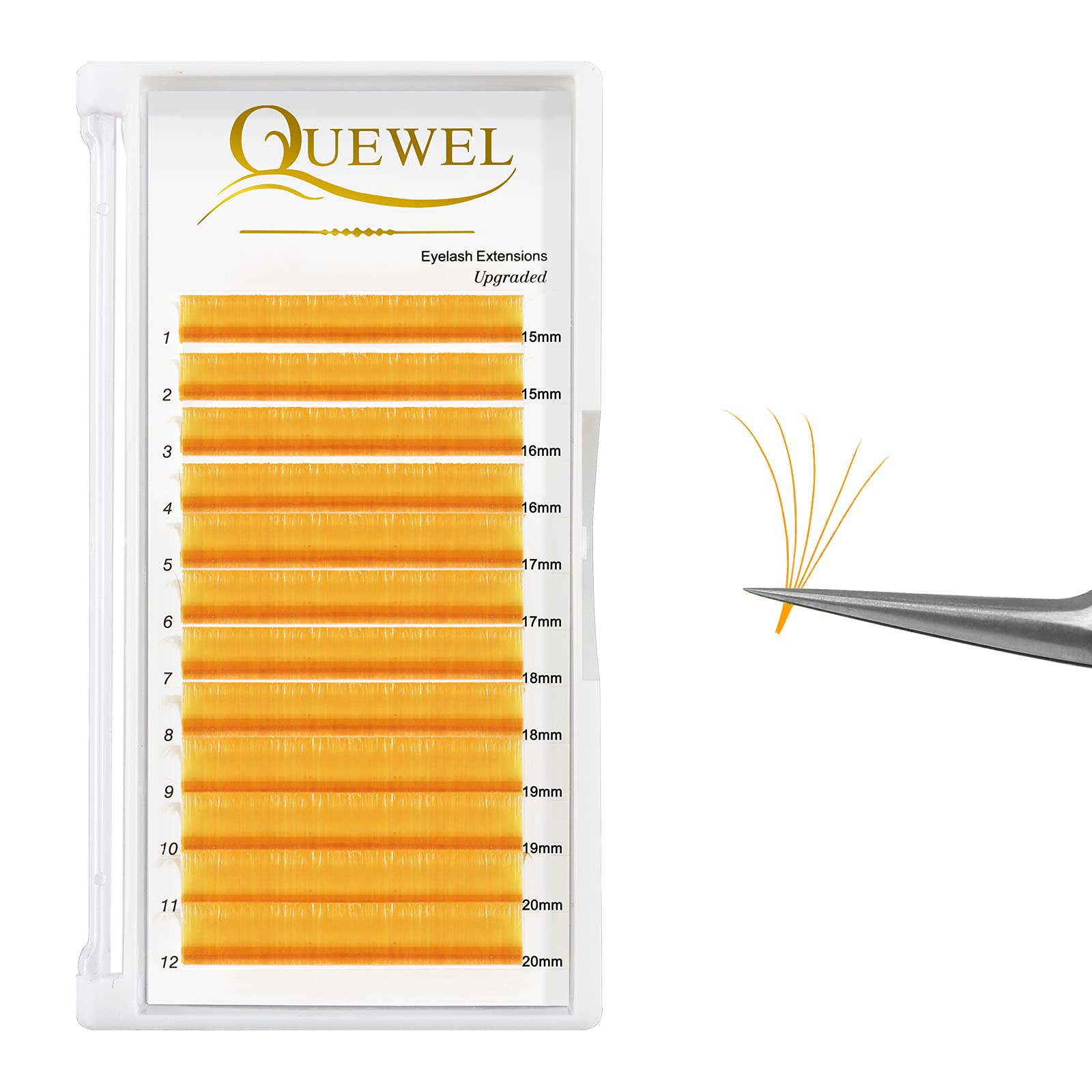 0.07mm D Curl Volume Lash Extensions - 15-20mm Orange Colored Lashes for Easy Fanning (2D-20D) | Perfect for Salon Professionals & DIY Lash Artists | Self-Fanning Lashes for Dramatic Eye Makeup Looks