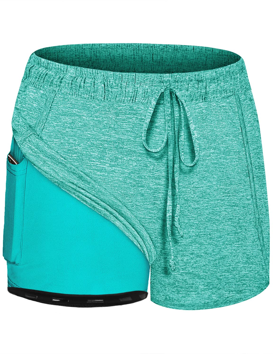 Blevonh Women's 2-in-1 Yoga Running Shorts with Pockets - High Waist Athletic Workout Shorts for Women S-3XL - Perfect for Gym, Yoga, Running & Casual Wear