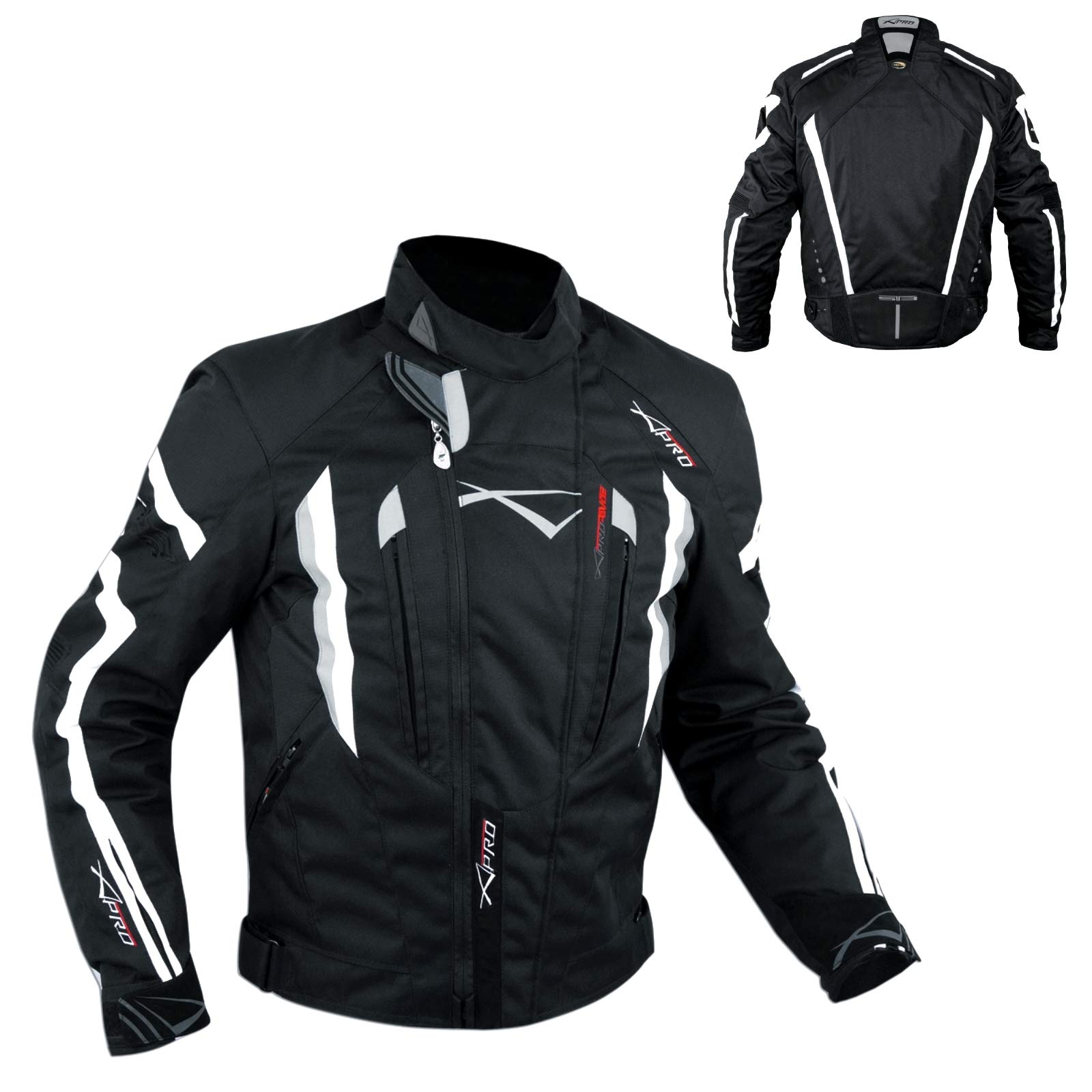 Waterproof CE Armored Motorcycle Jacket for Bikers - Thermal Textile Riding Gear in White | All-Weather Protection for Commuting & Adventure Riding