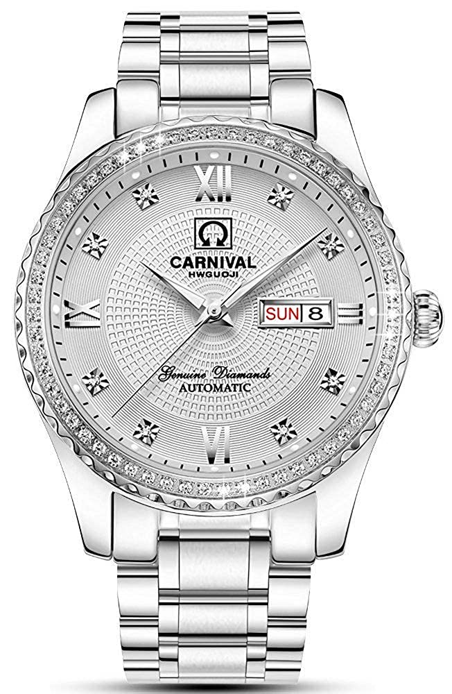 Luxury MASTOP Automatic Watches for Men - Gold & Silver Stainless Steel Dress Watch with Diamond Accents | Perfect for Business, Formal Events & Gift Giving