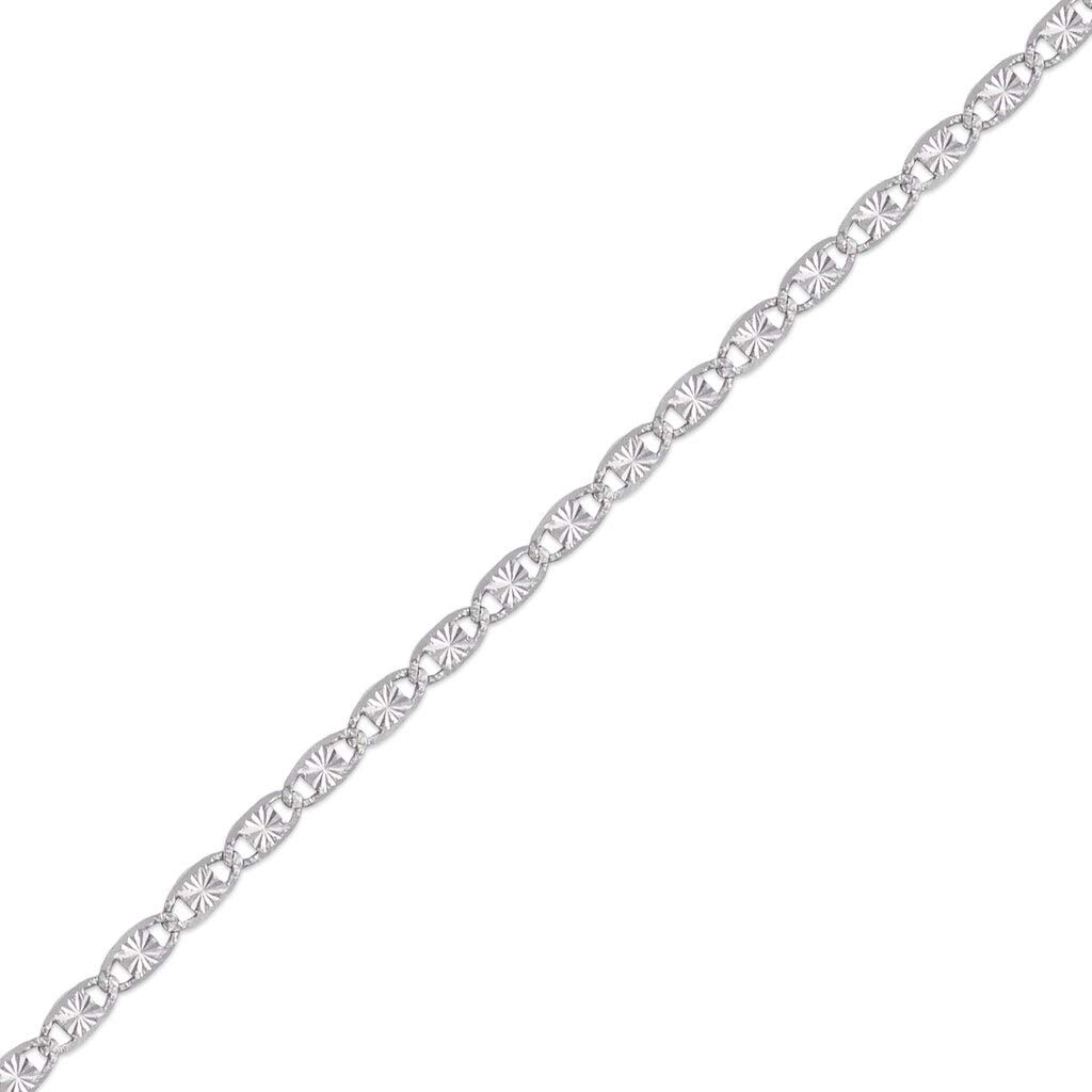 14K White Gold Valentin Chain Necklace for Women & Men - Italian Crafted Durable Link Jewelry - 16-24 Inch Length, 2.4-2.7mm Width - Perfect Shiny Gift for Anniversary, Birthday & Valentine's Day