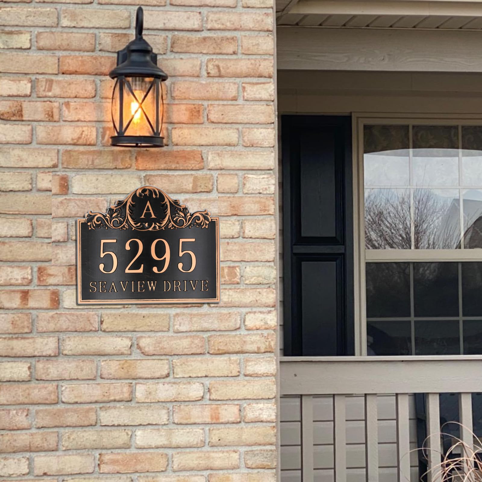 12'' x 10'' Personalized Metal Aluminum Address Plaque - Custom House Number Sign for Outdoor Yard, Driveway, Fence & Mailbox | Weather-Resistant Engraved Home Decor (Red Copper Finish) | Perfect for Curb Appeal & Front Porch Display