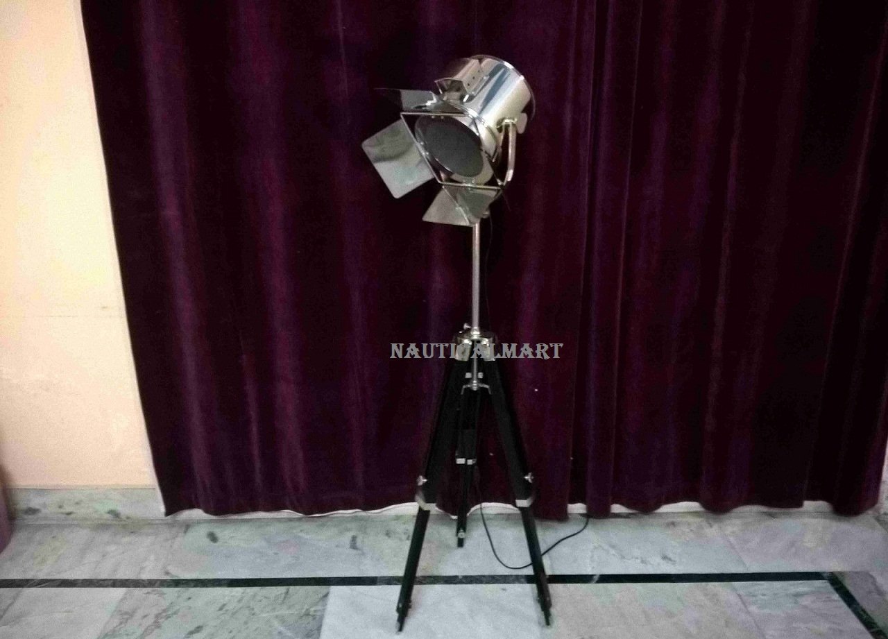 Vintage Hollywood Antique Tripod Floor Lamp with Adjustable Spot Light - Perfect for Home Theater, Photography Studio & Vintage Decor