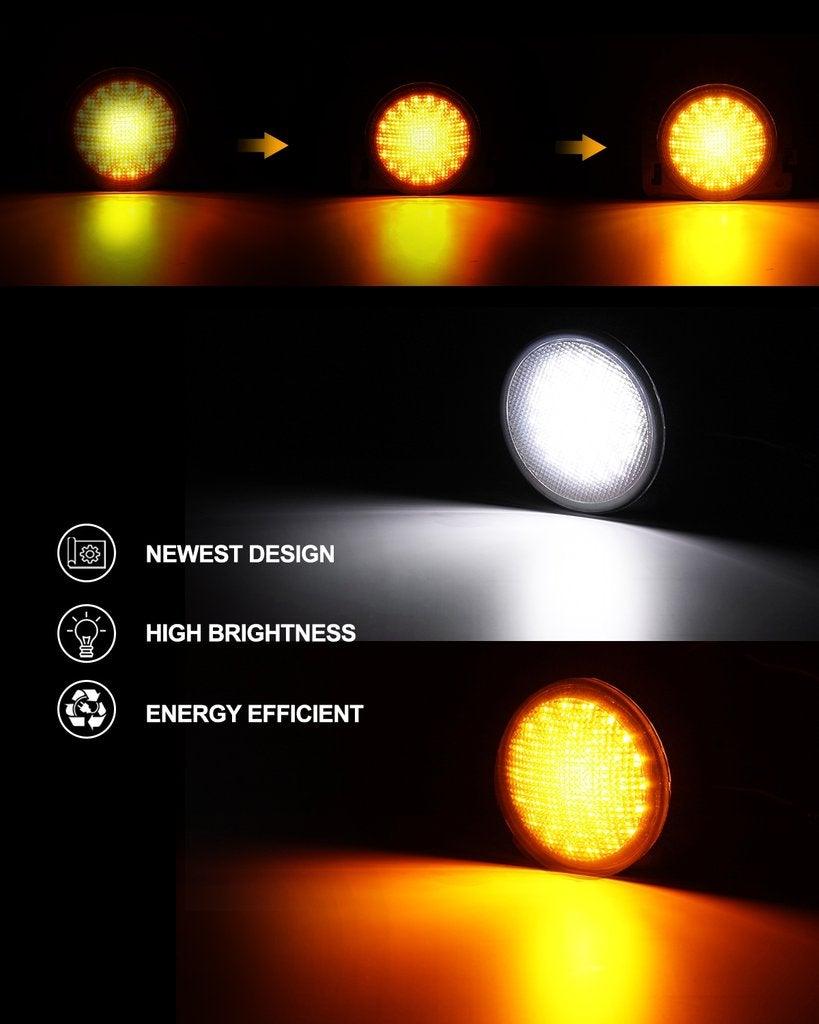 7 LED Headlight Replacement with Halo Ring + 4 LED Fog Light Kit + Front Turn Signal & Fender Flares Side Marker Light for Jeep Wrangler JK 2007-2018 - Off-Road Adventure & Night Driving Upgrade