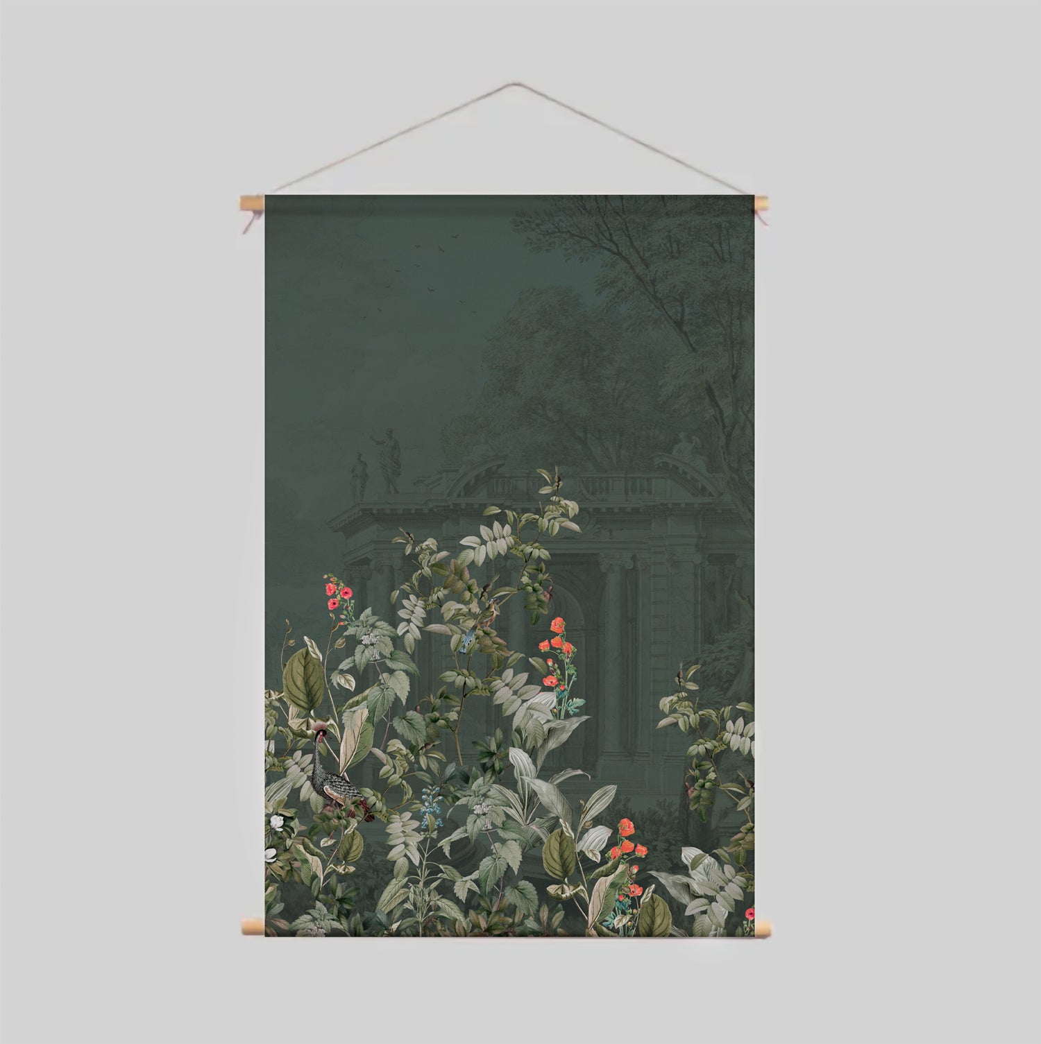 Avian Oasis Dark Textile Poster - Premium Bird-Themed Wall Art for Home & Office Decor | Perfect for Living Rooms, Bedrooms & Workspaces