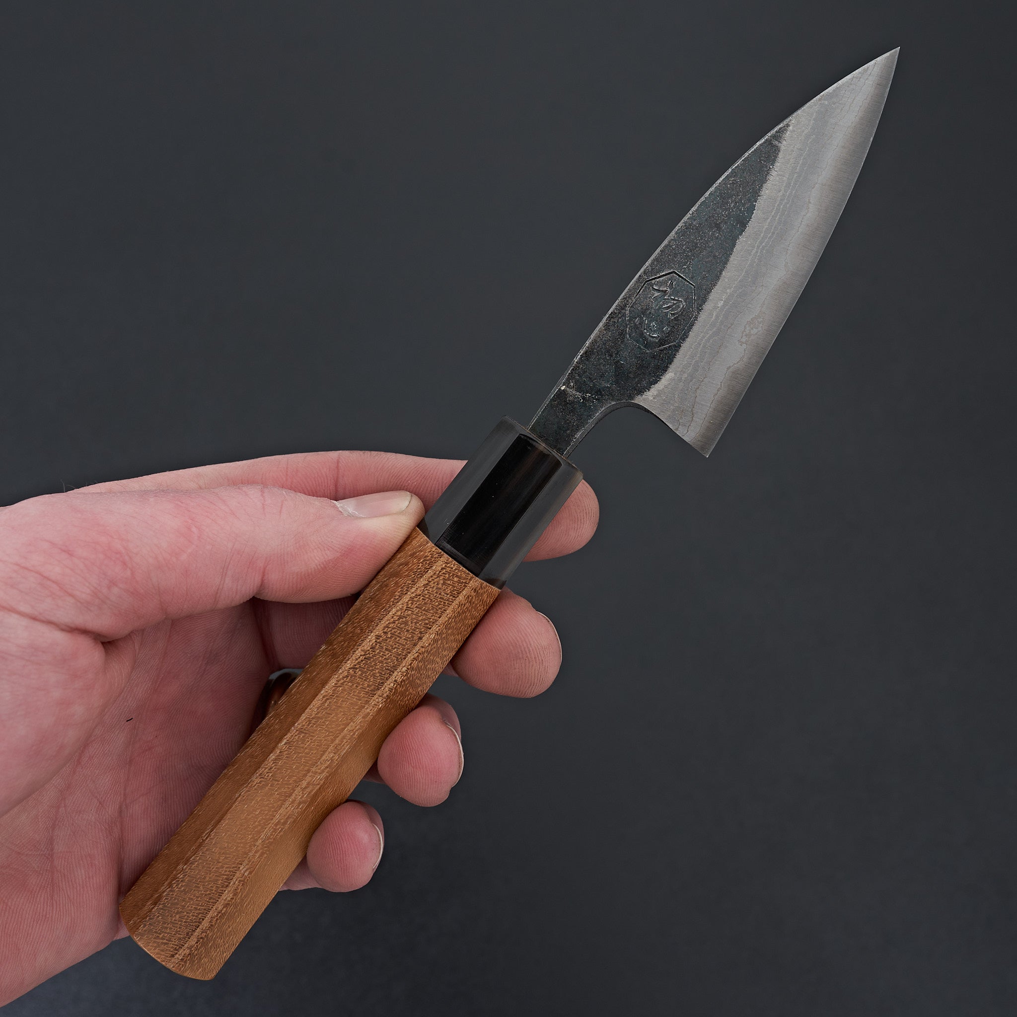 Premium Kumokage Blue #2 Kurouchi Damascus Petty Knife 80mm - Japanese Kitchen Knife for Precision Slicing, Peeling & Garnishing - Perfect for Chefs & Home Cooks