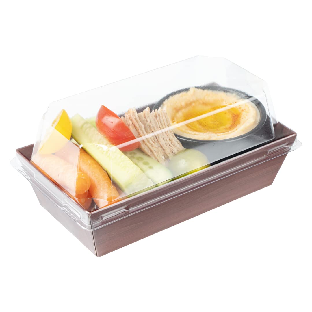 Restaurantware Matsuri Vision 4.7 x 2.5 x 1.4 Inch Disposable Sushi Trays - 100 Pack Greaseproof Wood Grain Paper Sushi Boxes for Appetizers, Desserts & Takeout - Lids Sold Separately | Perfect for Restaurants, Catering & Home Sushi Parties