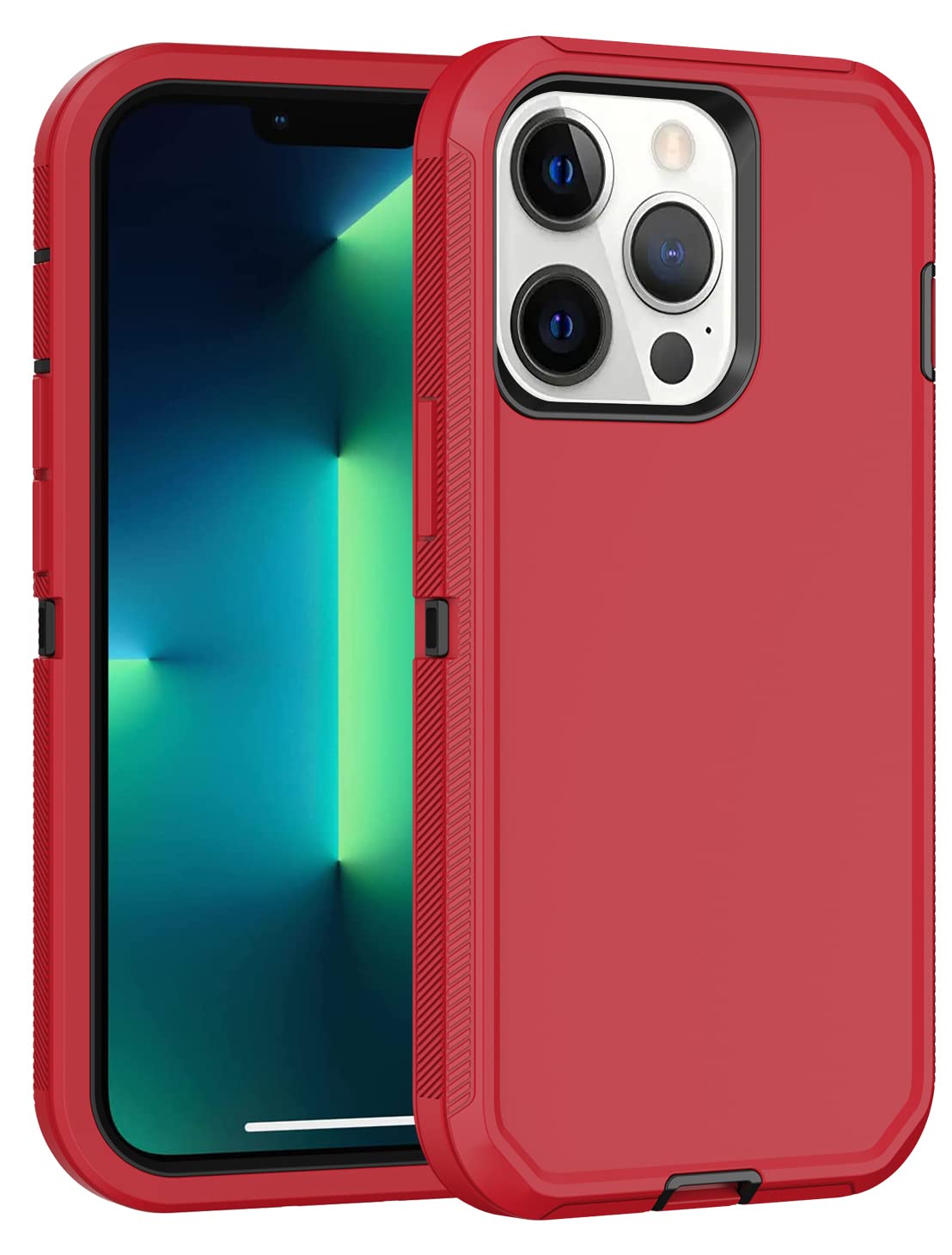 KECAI Military Grade Shockproof Case for iPhone 13 Pro Max (6.7 Inch) - Rugged Full Body Protection, Drop Proof Cover - Perfect for Outdoor Adventures, Construction Work & Extreme Sports (Red)