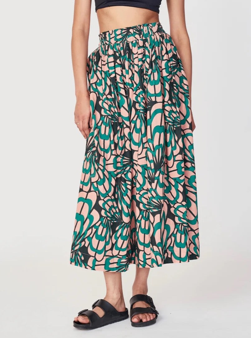 Mirth Verona Skirt in Paradise Shell - Flowy Midi Skirt for Women | Beach Vacation & Summer Outfits | Perfect for Boho Style, Date Nights & Tropical Getaways