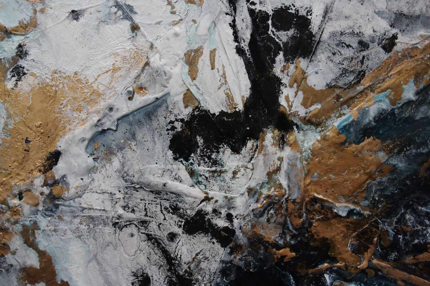 Peppered Satin 270cm x 120cm Black Gold Grey Blue Textured Abstract Canvas Wall Art - Modern Home Decor for Living Room, Bedroom & Office