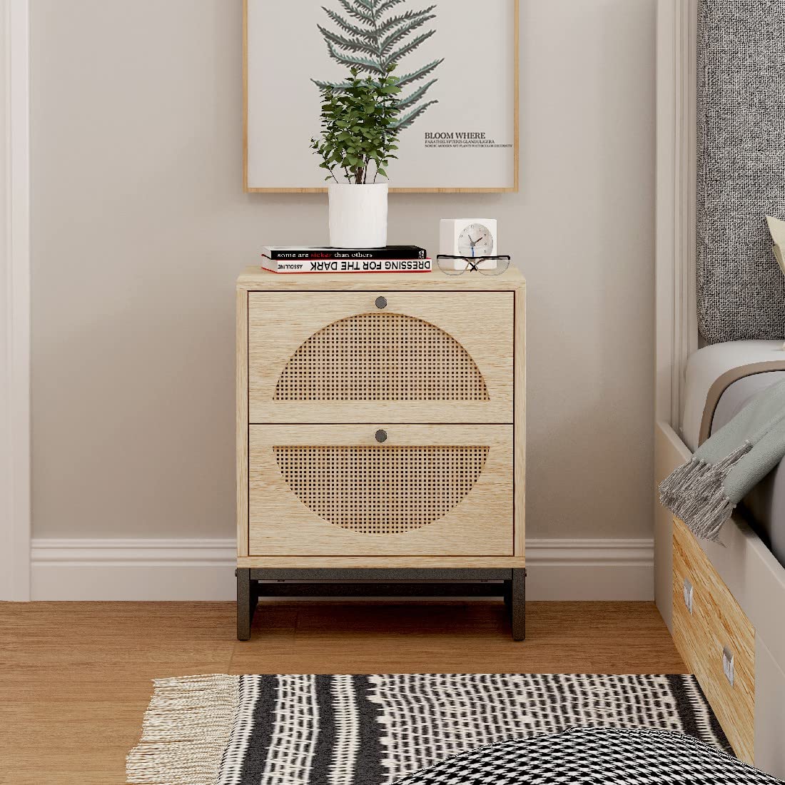 Allen 2-Drawer Nightstand Side Table with Storage - Modern Bedside End Table for Bedroom & Living Room - Perfect as Bedside Table, Sofa Side Table, or Display Rack for Home Decor