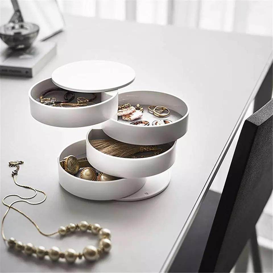4-Tier Jewelry Organizer Box - Necklace, Earring & Ring Storage Case for Women - Perfect for Travel, Vanity & Closet Organization