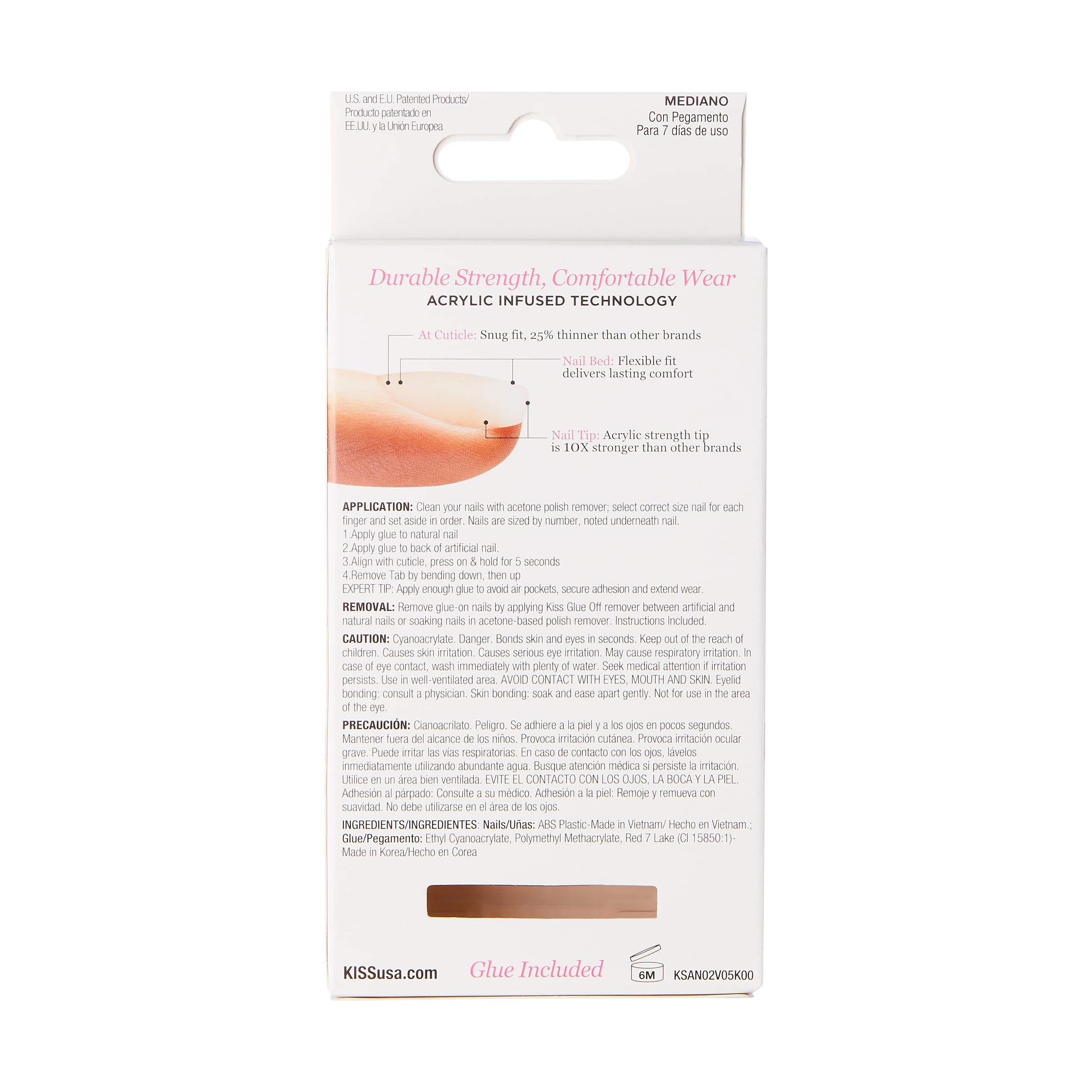 KISS Salon Acrylic Natural Nails - Euphoria Style Medium Length Fake Nails with Ultra-Smooth Finish | DIY At-Home Manicure Kit Includes Pink Gel Nail Glue, Mini File, Manicure Stick & 28 Nails in 14 Sizes | Perfect for Parties, Weddings, Date Nights & Special Occasions