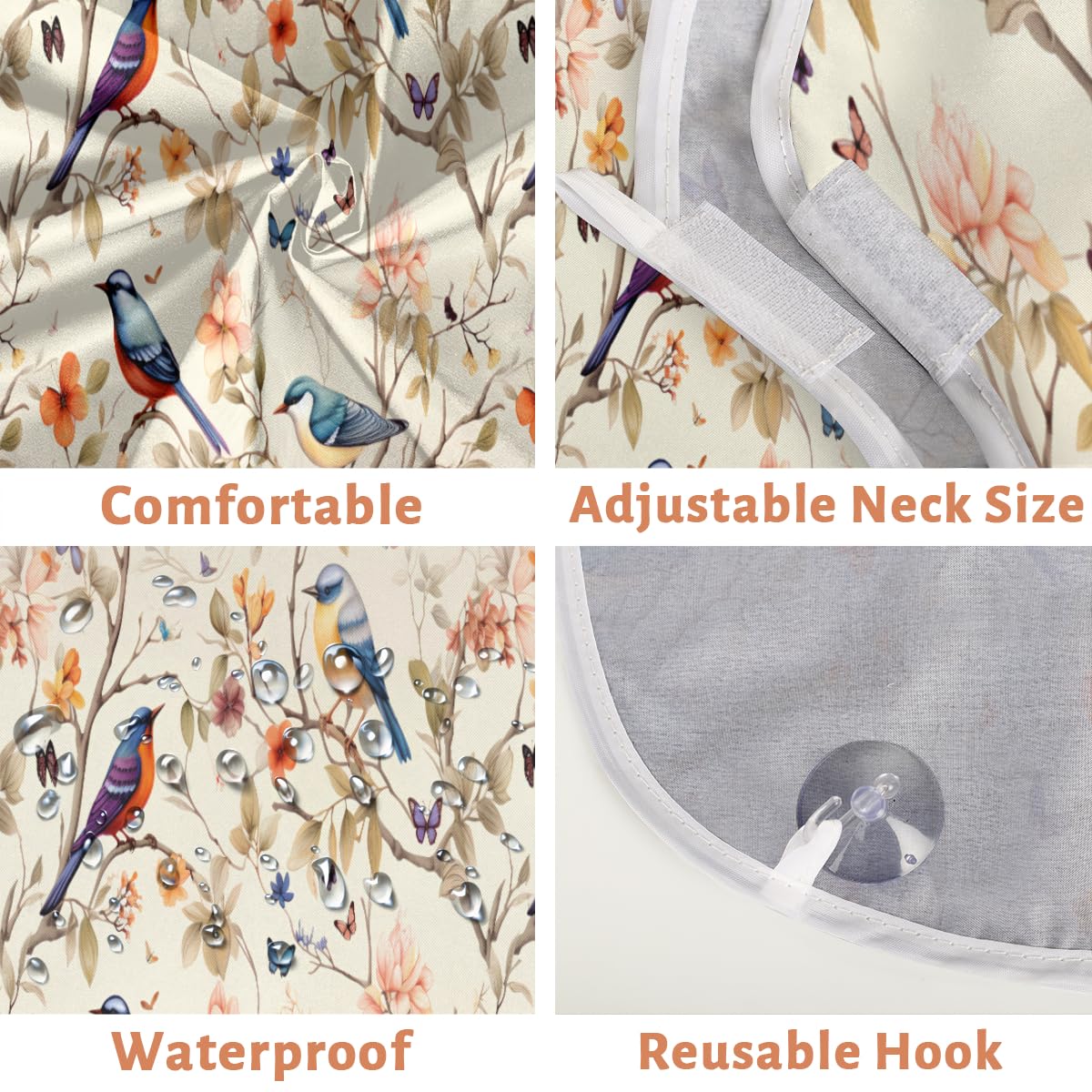 Men's Floral Bird Print Shaving Bib - Waterproof Beard Hair Catcher Apron for Grooming, Hair Dye & Makeup - Salon & Home Use Sink Protector - Perfect Gift for Barbers & Stylists