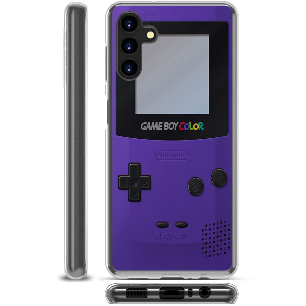 La Belle Case Purple Gameboy Phone Case for Samsung Galaxy A13 5G - Clear Slim Flexible Shockproof TPU Silicone Cover | Retro Gaming Protection for Everyday Use & Travel