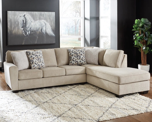 Decelle 2-Piece Sectional Sofa with Right-Hand Facing Chaise in Putty - Modern Living Room Furniture for Small Spaces & Apartments