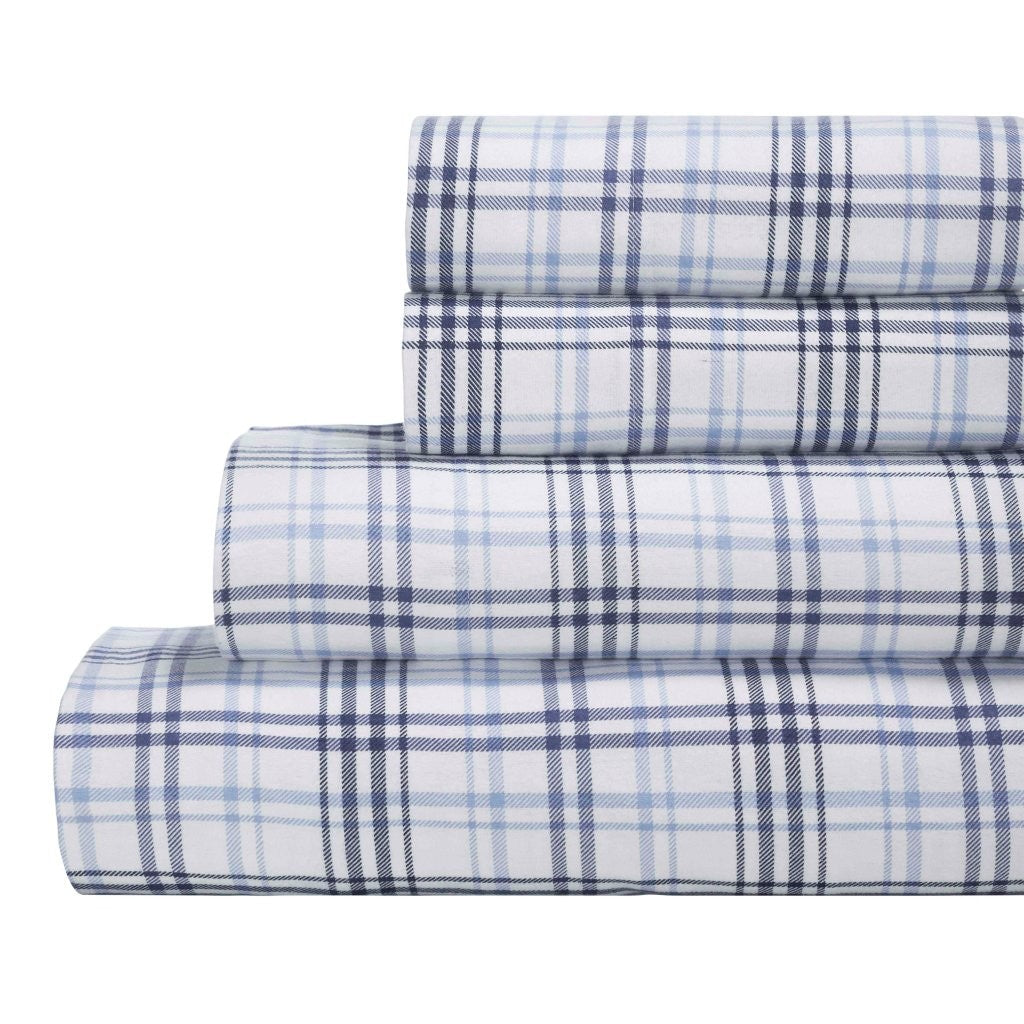 Soft Plaid Flannel Cotton Bed Sheet Set - Classic Farmhouse Style with Deep Pockets - Perfect for Cozy Winter Nights & Rustic Home Decor