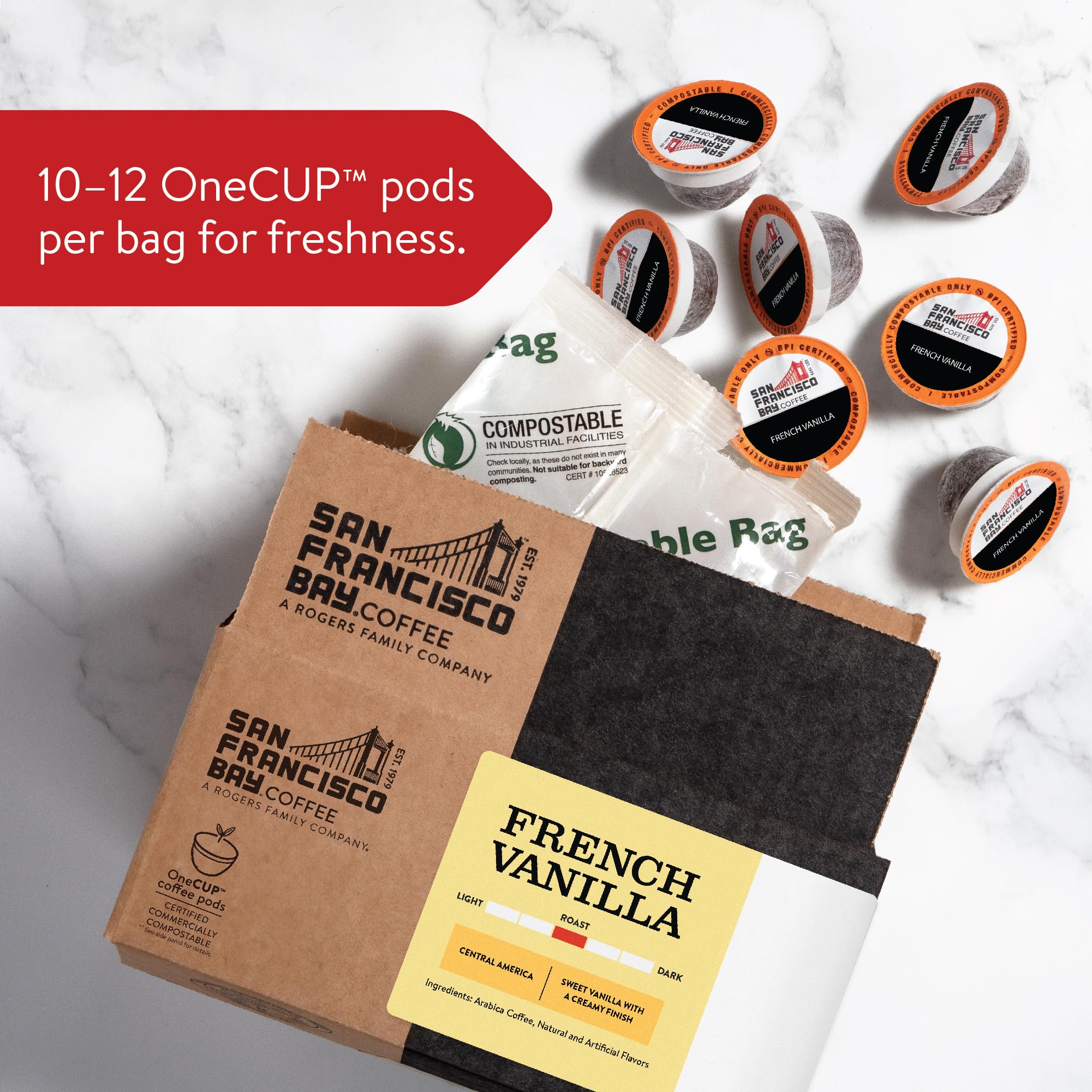 San Francisco Bay Compostable Coffee Pods - French Vanilla (80 Count) K-Cup Compatible with Keurig 2.0, Medium Roast Flavored Coffee Pods | Perfect for Home, Office & Single-Serve Coffee Makers