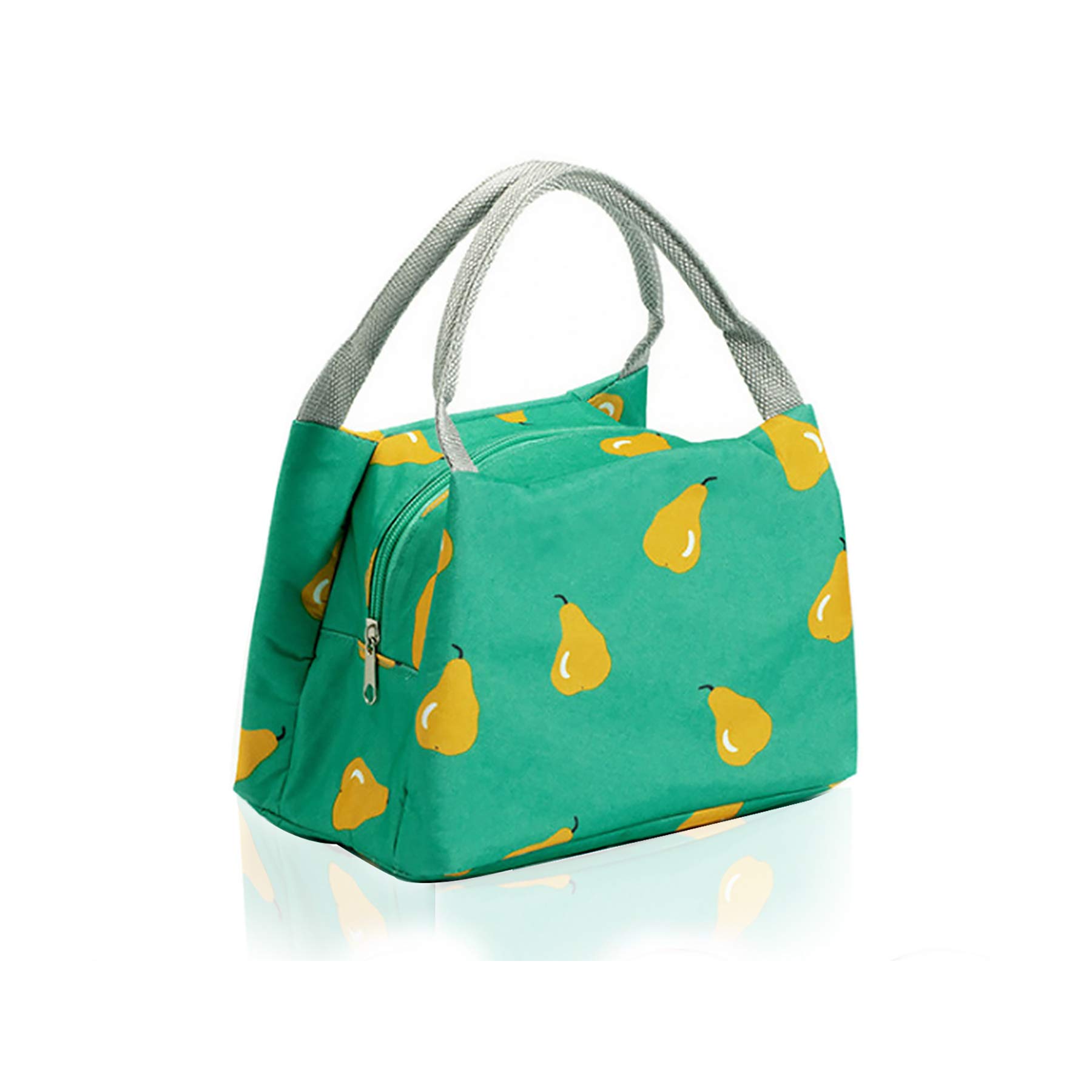 Insulated Lunch Bag for Women & Men - Durable Waterproof Reusable Lunch Box with Soft Liner, Modern Fruit Pattern Design for School, Office & Picnic (Pear)