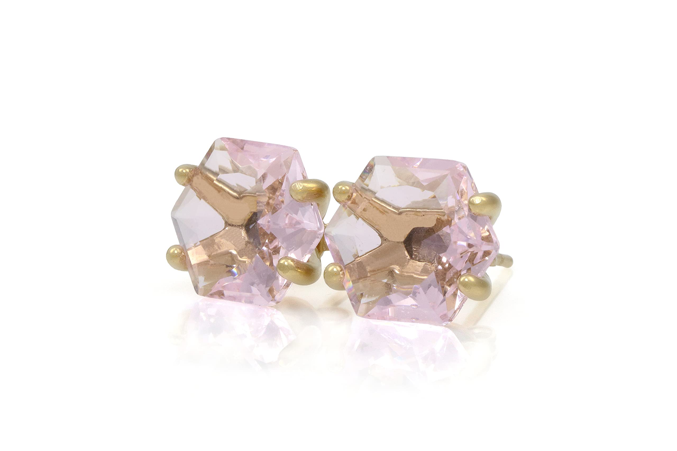 Lustrous Rose Quartz Stud Earrings for Women - Handmade Crystal Bridal & Everyday Jewelry Set with Gift Box - Perfect for Weddings, Anniversaries, and Daily Wear